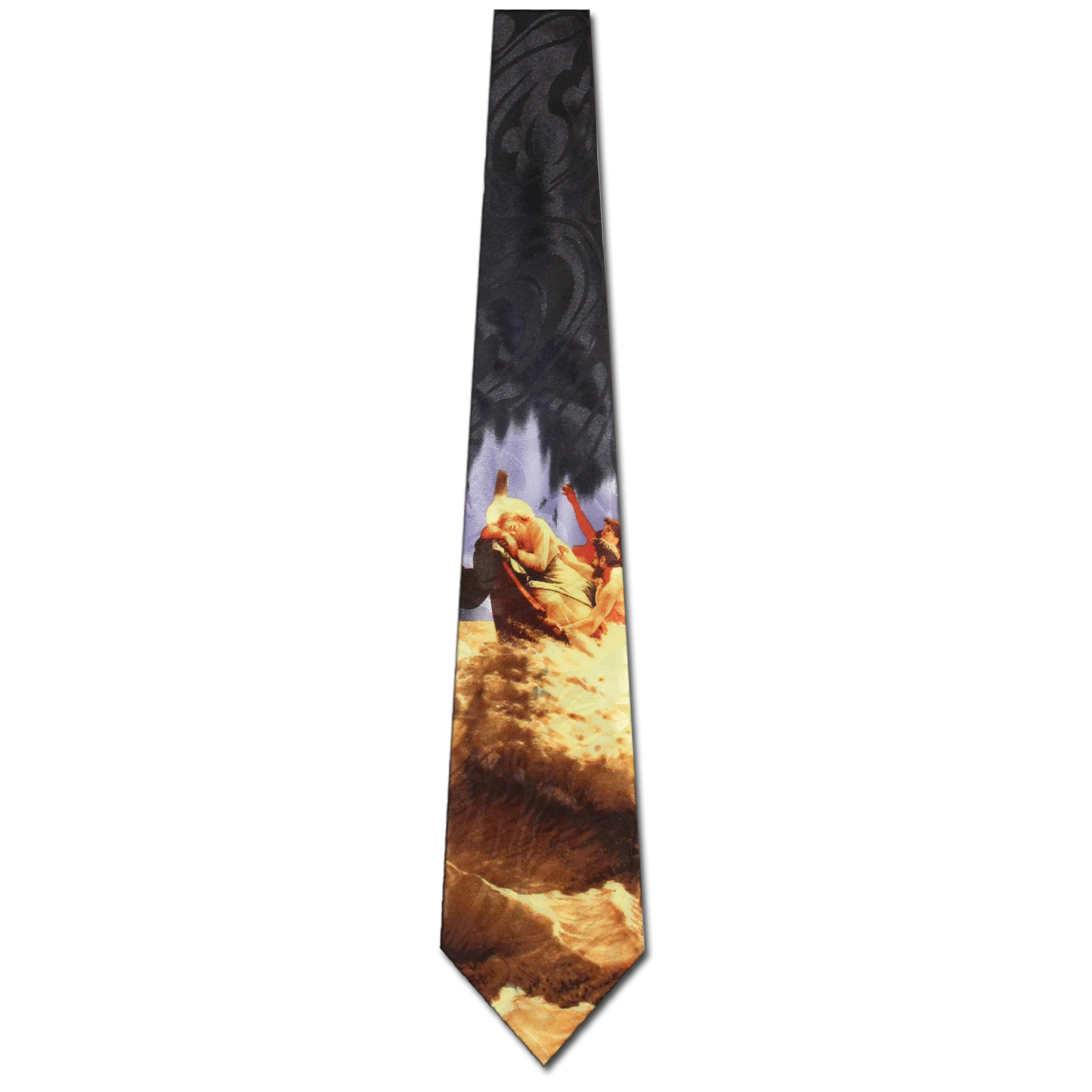 2472-100: Christ Asleep in his Boat Neckties Calming the Storm Ties Black by Steven Harris at Abcties.com