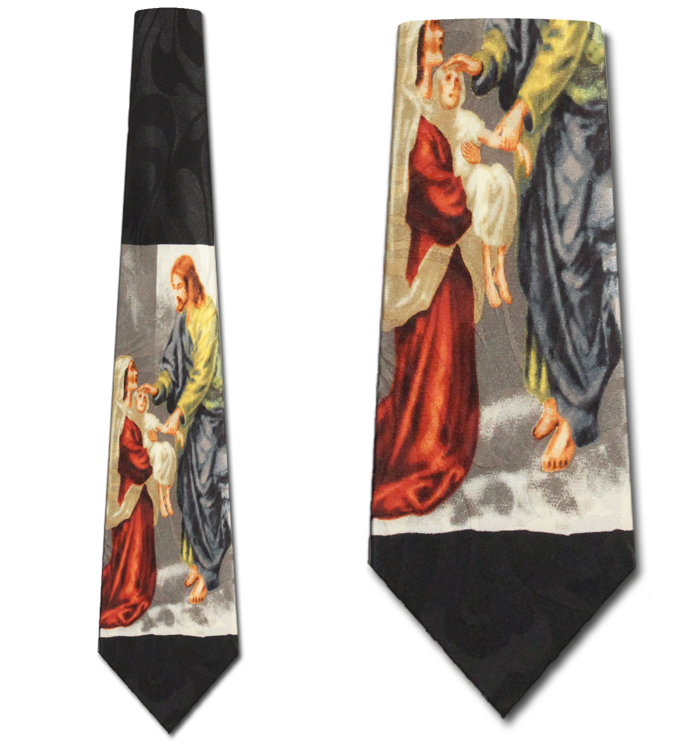 2473-100: Joseph Mary and Baby Jesus Ties Christian Neckties Black by Steven Harris at Abcties.com