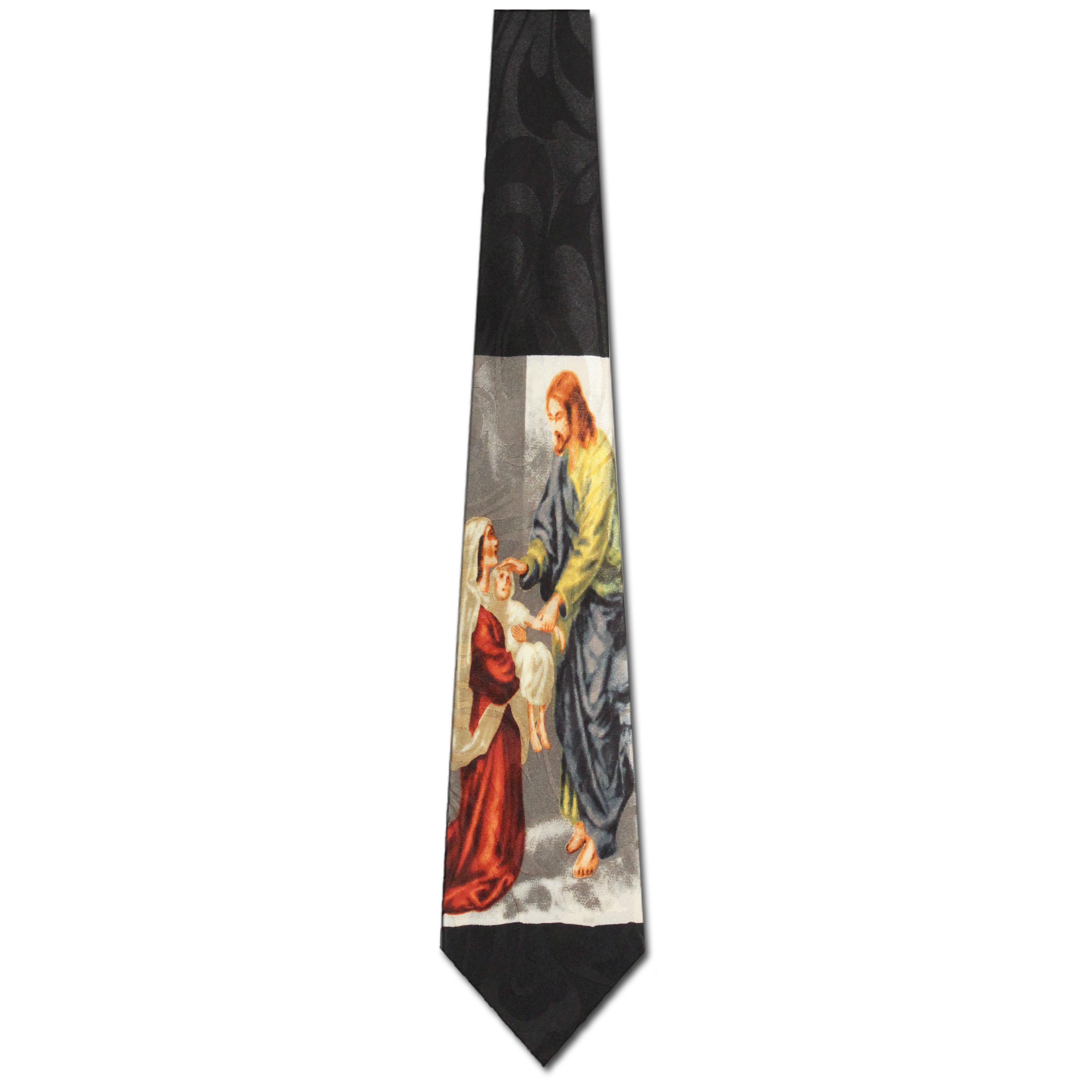 2473-100: Joseph Mary and Baby Jesus Ties Christian Neckties Black by Steven Harris at Abcties.com
