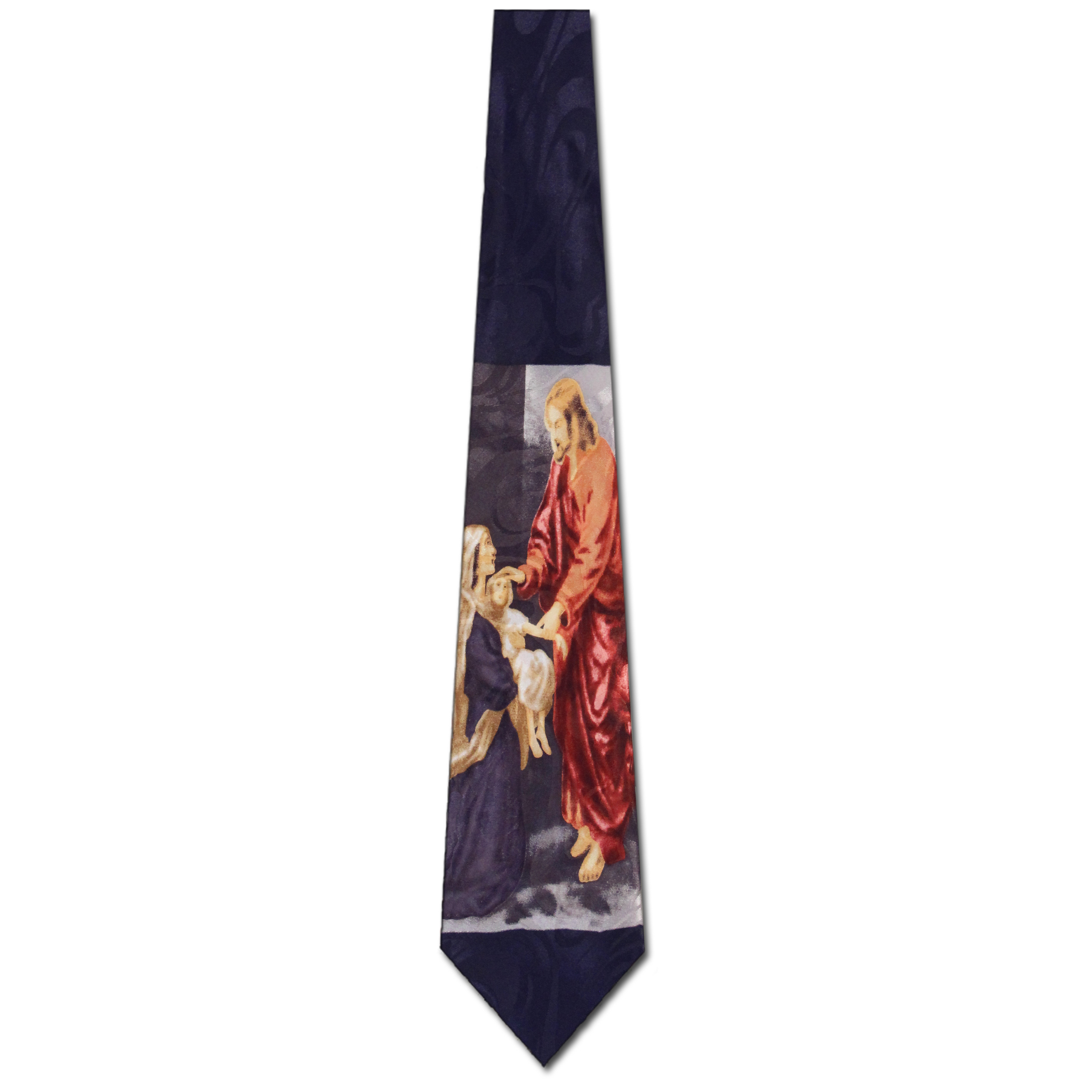 2473-102: Joseph Mary and Baby Jesus Ties Christian Neckties Navy by Steven Harris at Abcties.com