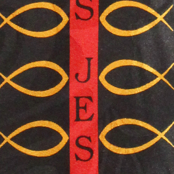 2477-100: Giant Jesus Cross Tie Fish Ichthys Neckties Black by Steven Harris at Abcties.com