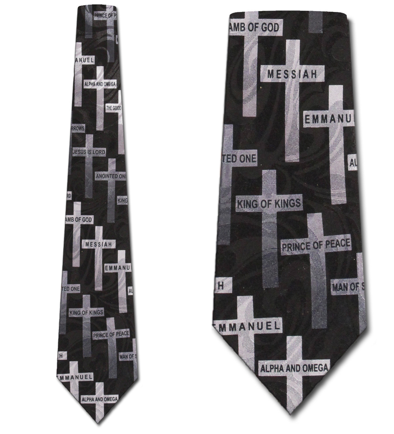 2478-100: Alpha and Omega Ties Prince of Peace Neckties Black by Steven Harris