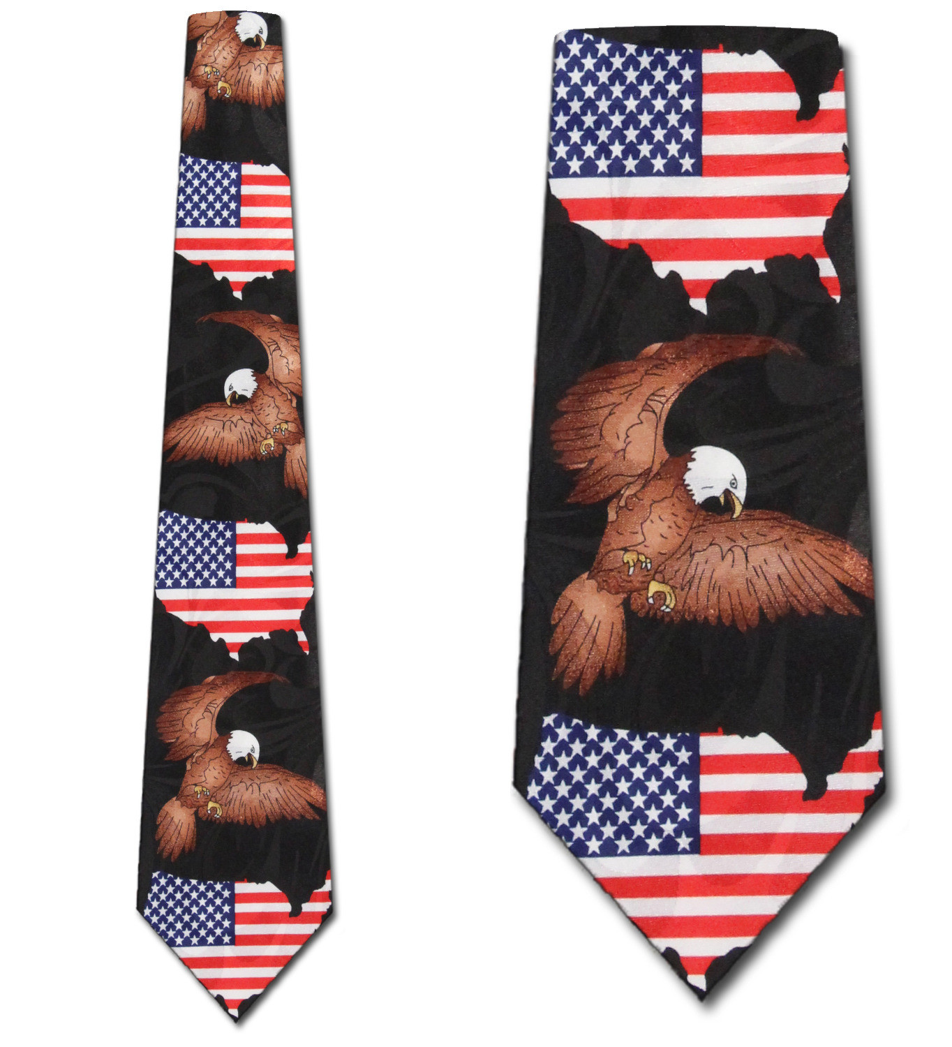 2485-100: Eagle with USA Flag Ties American Flag Neckties Black by Steven Harris