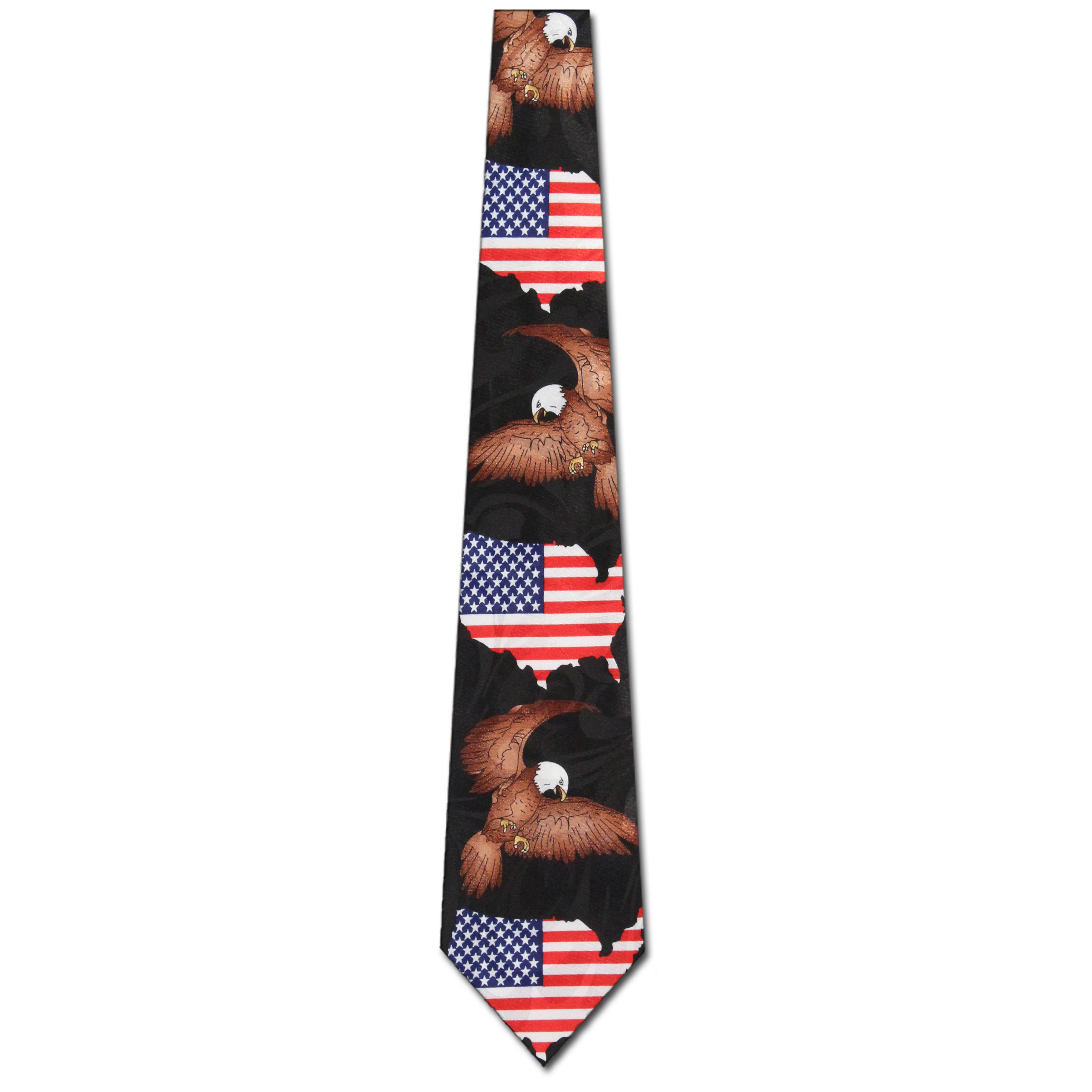 2485-100: Eagle with USA Flag Ties American Flag Neckties Black by Steven Harris at Abcties.com