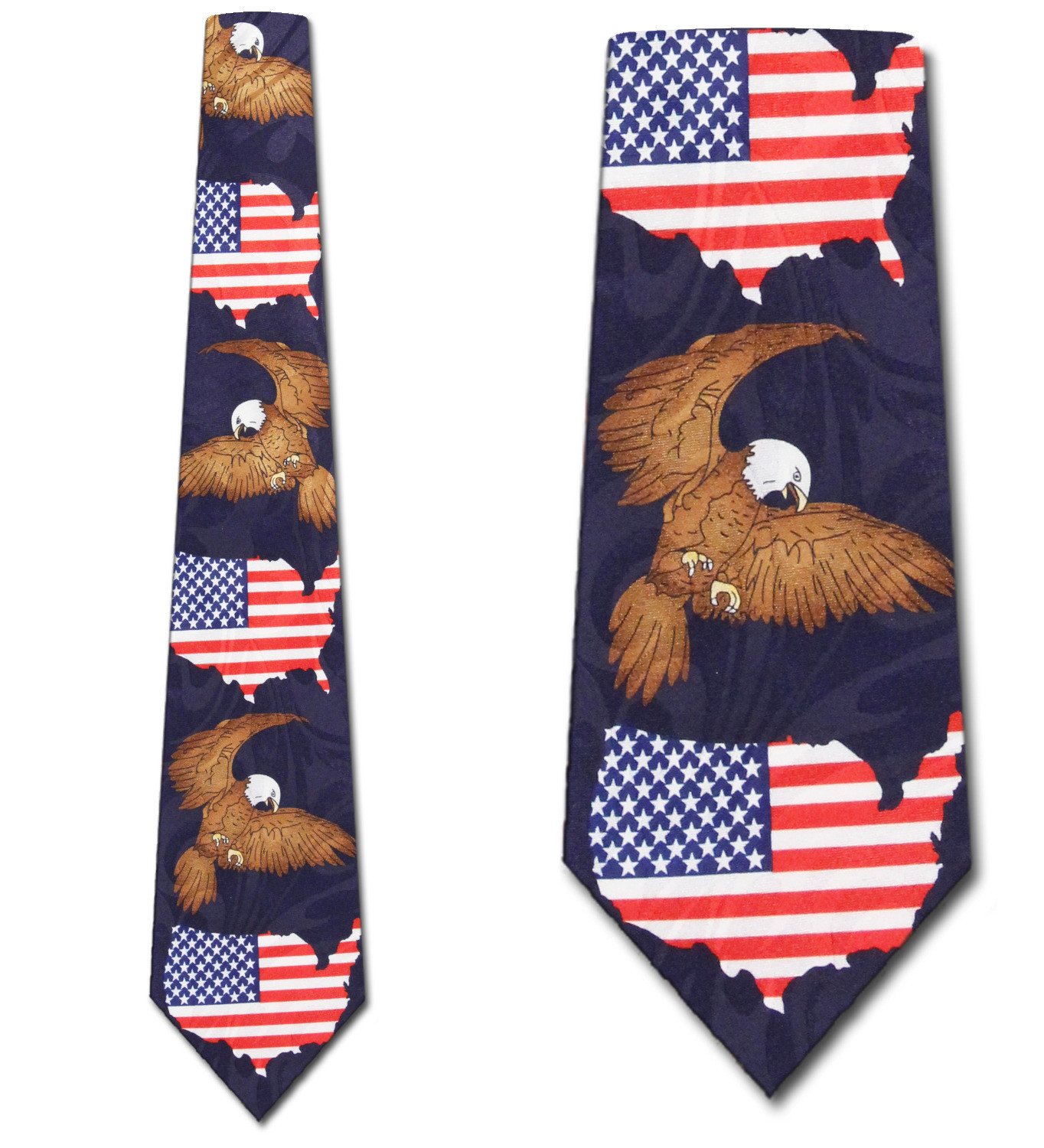 2485-102: Eagle with USA Flag Ties American Flag Neckties Navy by Steven Harris