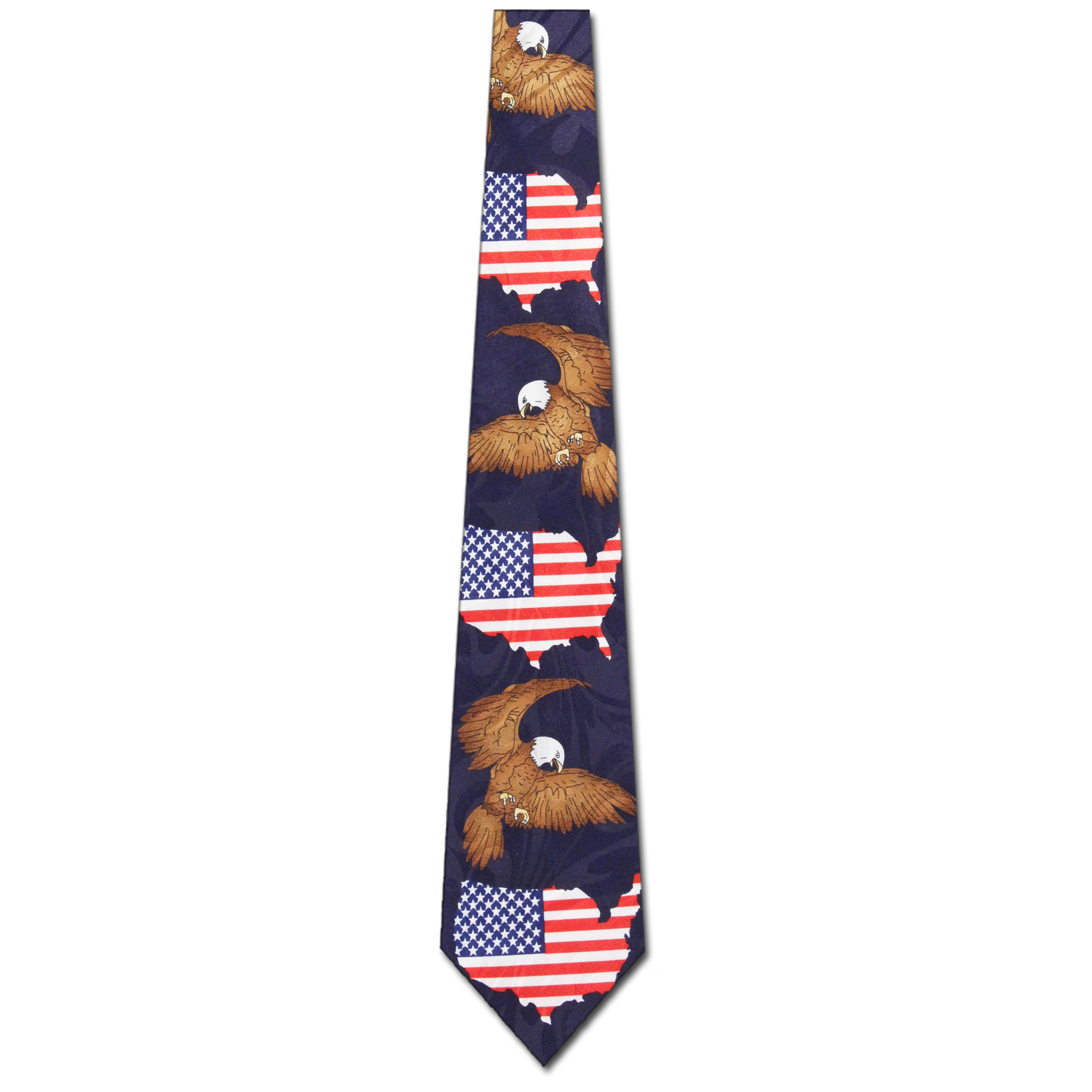 2485-102: Eagle with USA Flag Ties American Flag Neckties Navy by Steven Harris at Abcties.com