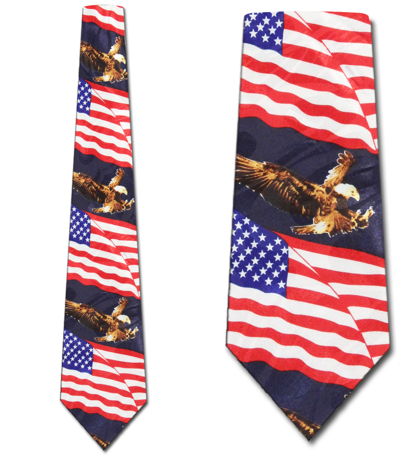 2494-102: Flying Eagle and Flags Tie US Flag Necktie Navy by Steven Harris