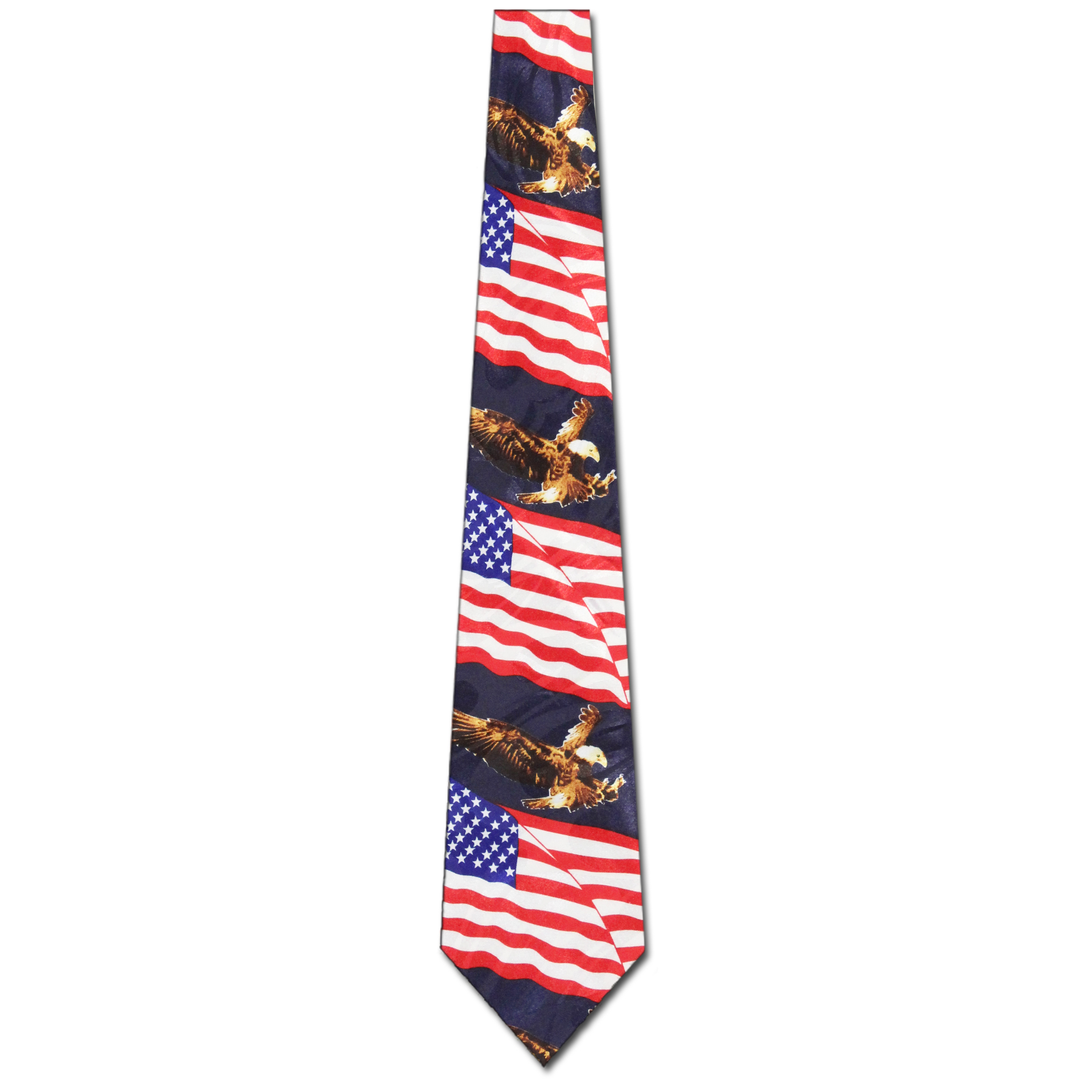 2494-102: Flying Eagle and Flags Tie US Flag Necktie Navy by Steven Harris at Abcties.com