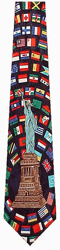 2496-100: International Flags Tie World Statue of Liberty Neckties by Steven Harris