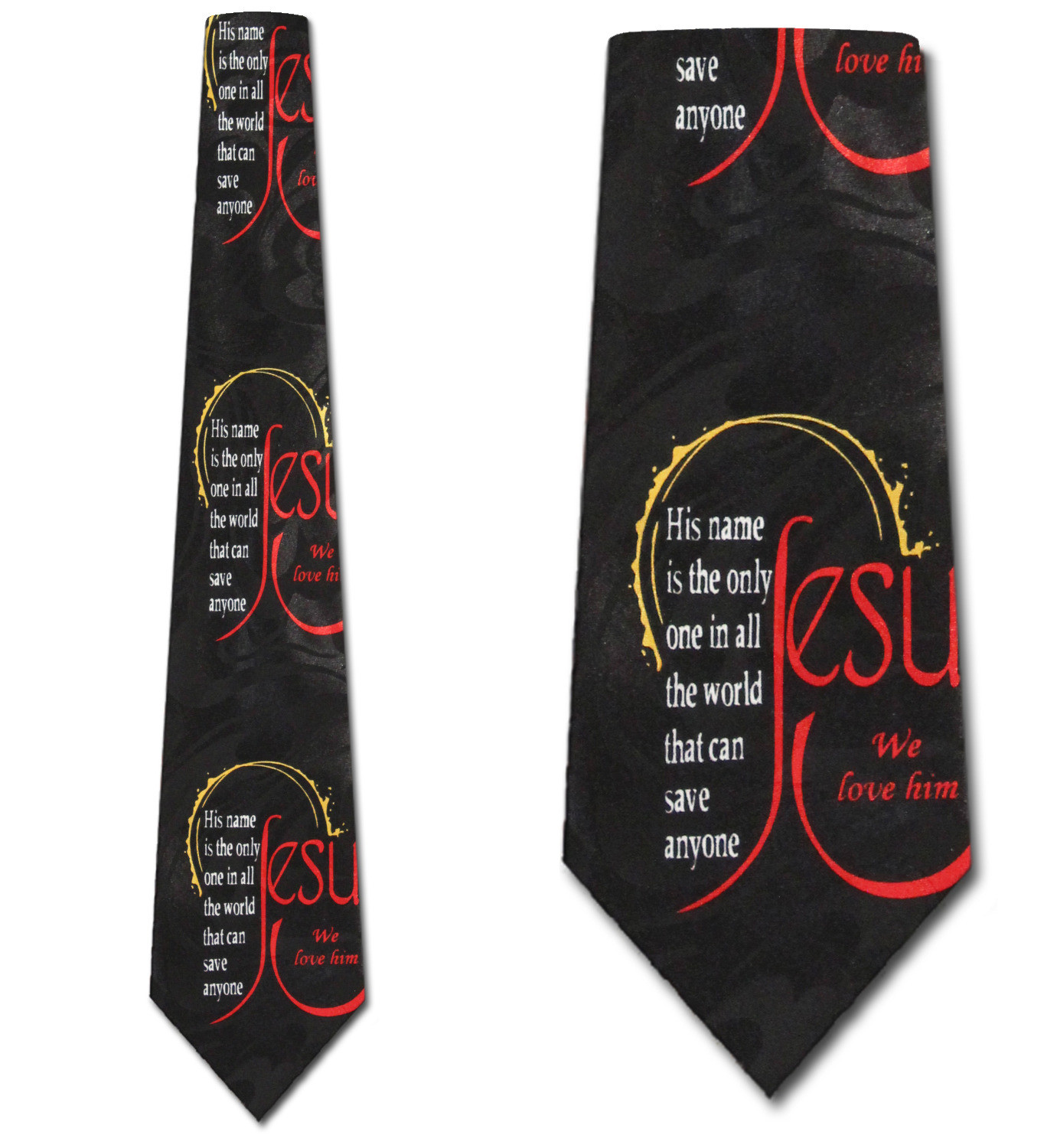 2502-100: Jesus we Love Him Neckties Inspirational Ties Black by Steven Harris at Abcties.com