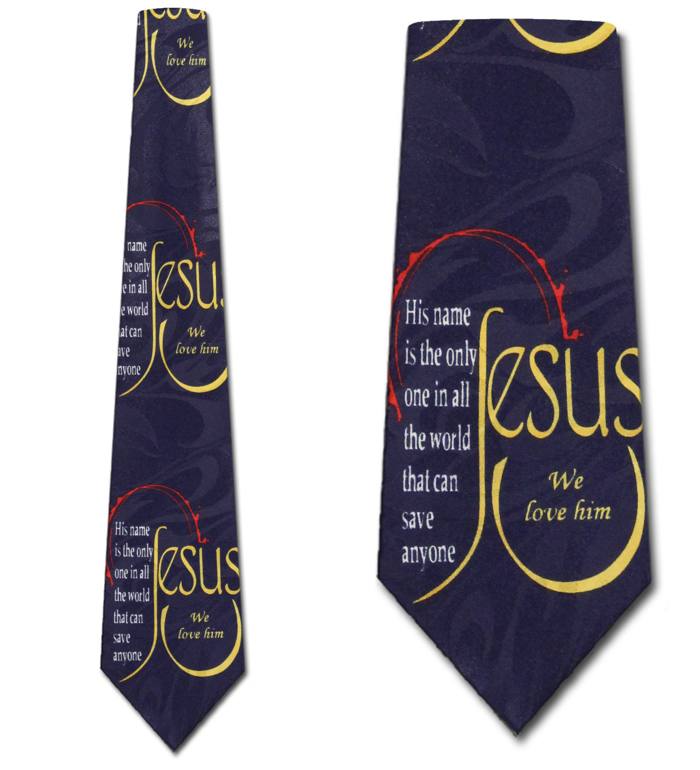 2502-102: Jesus we Love Him Neckties Inspirational Ties Navy by Steven Harris at Abcties.com