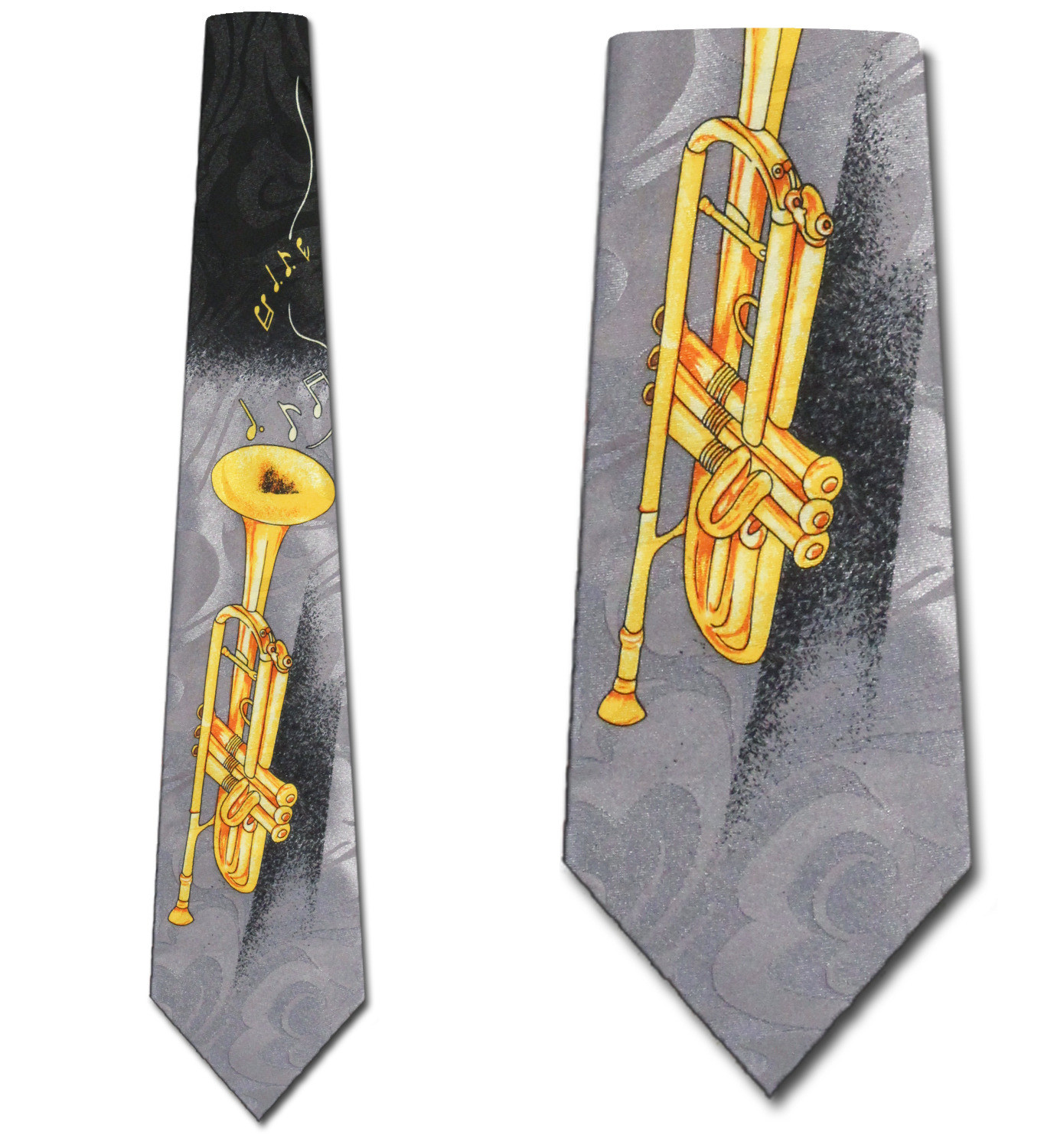 254-100: Trumpet Neckties Flowing Notes Ties Black by Steven Harris at Abcties.com