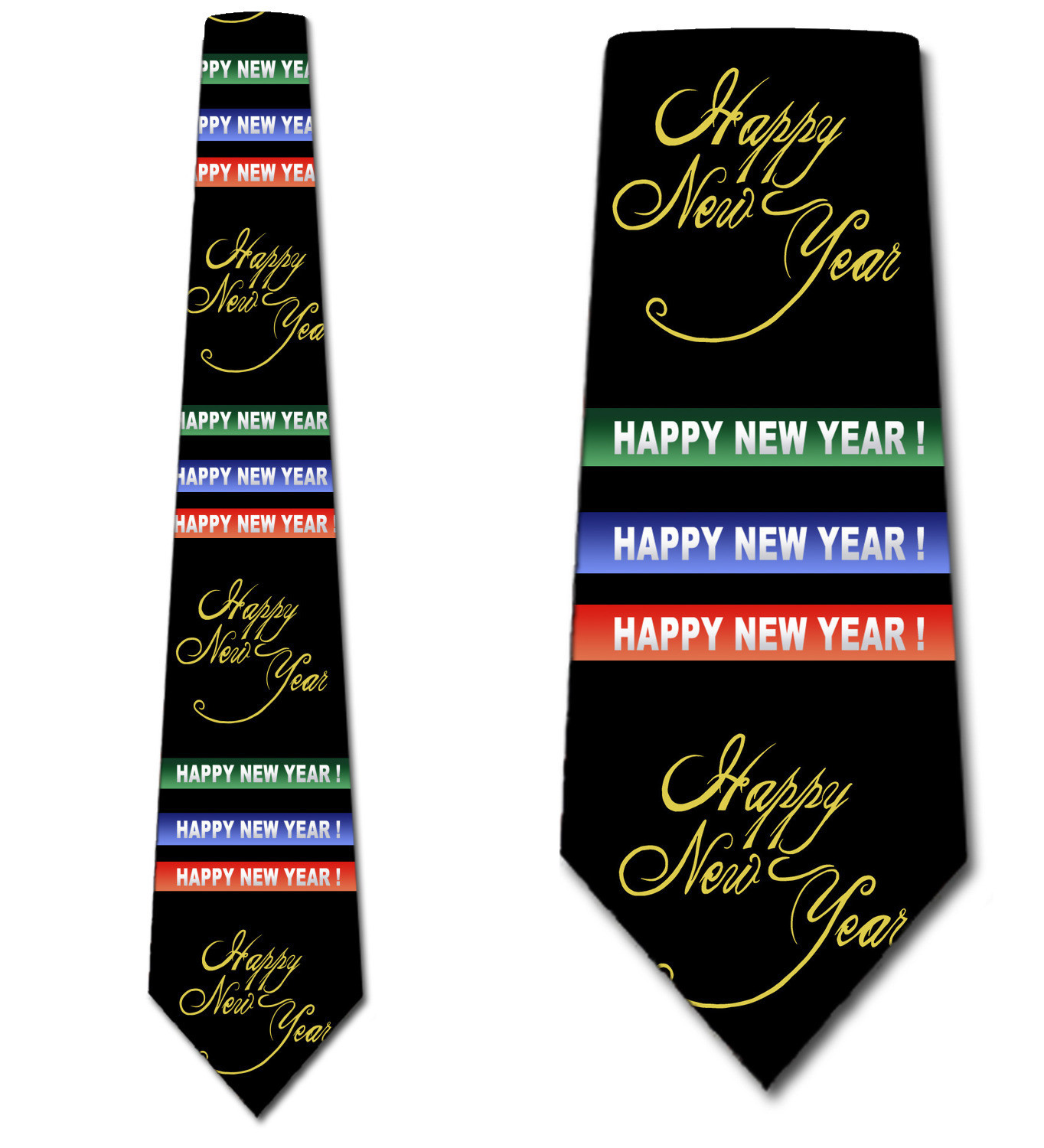 2602-100: Happy New Year Stripe Ties New Years Eve Neckties Black by Steven Harris