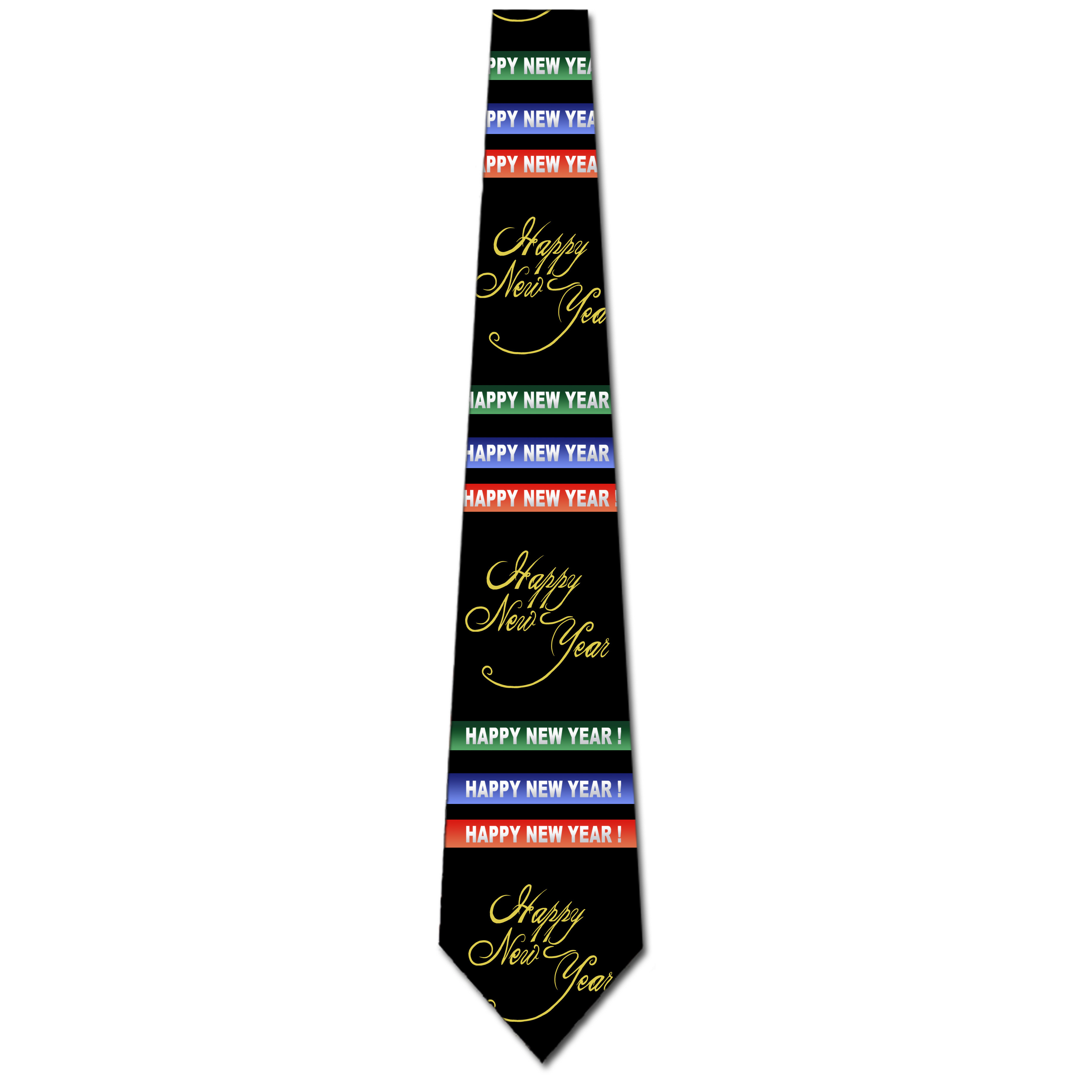 2602-100: Happy New Year Stripe Ties New Years Eve Neckties Black by Steven Harris at Abcties.com
