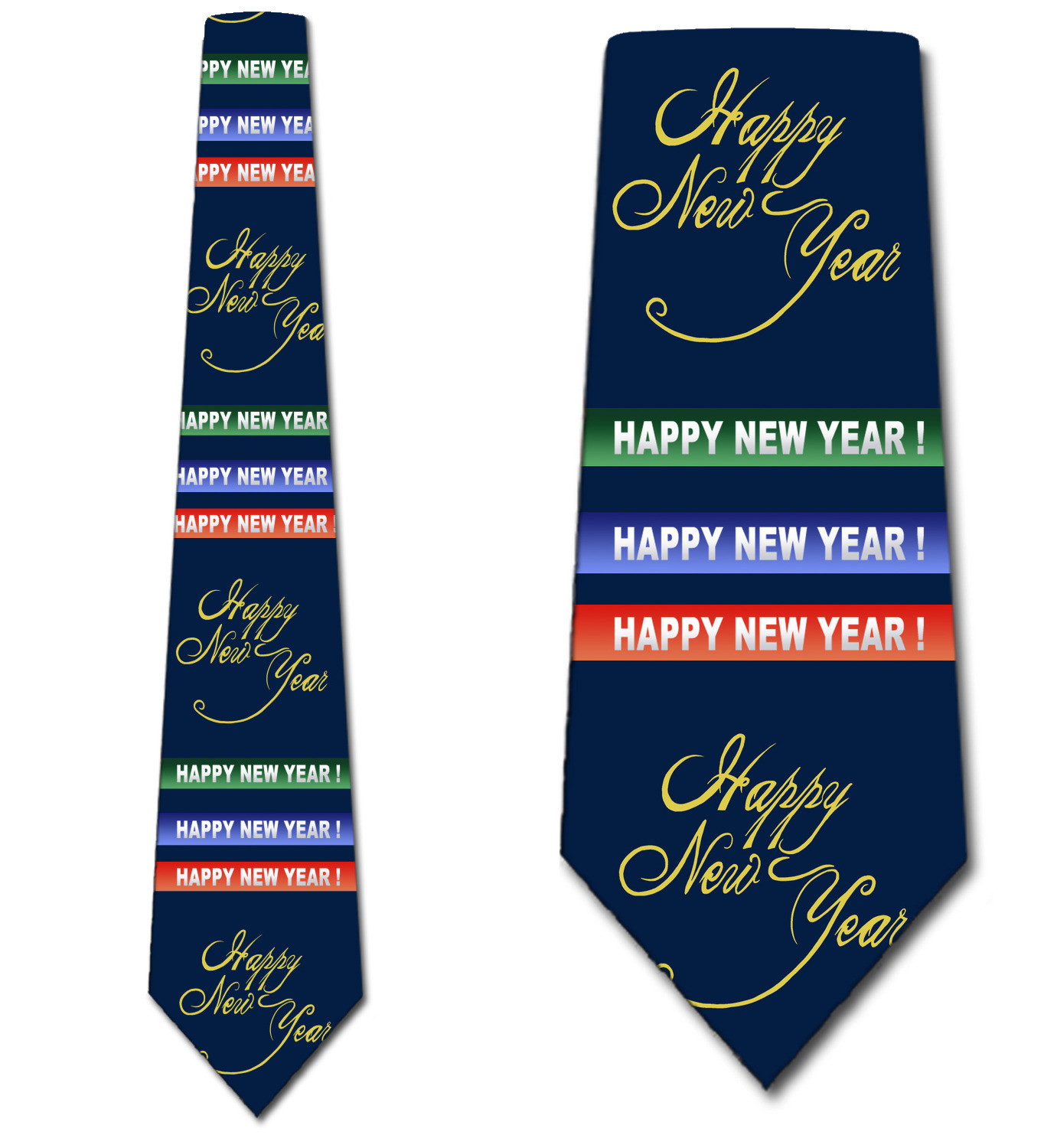 2602-102: Happy New Year Stripe Ties New Years Eve Neckties Navy by Steven Harris