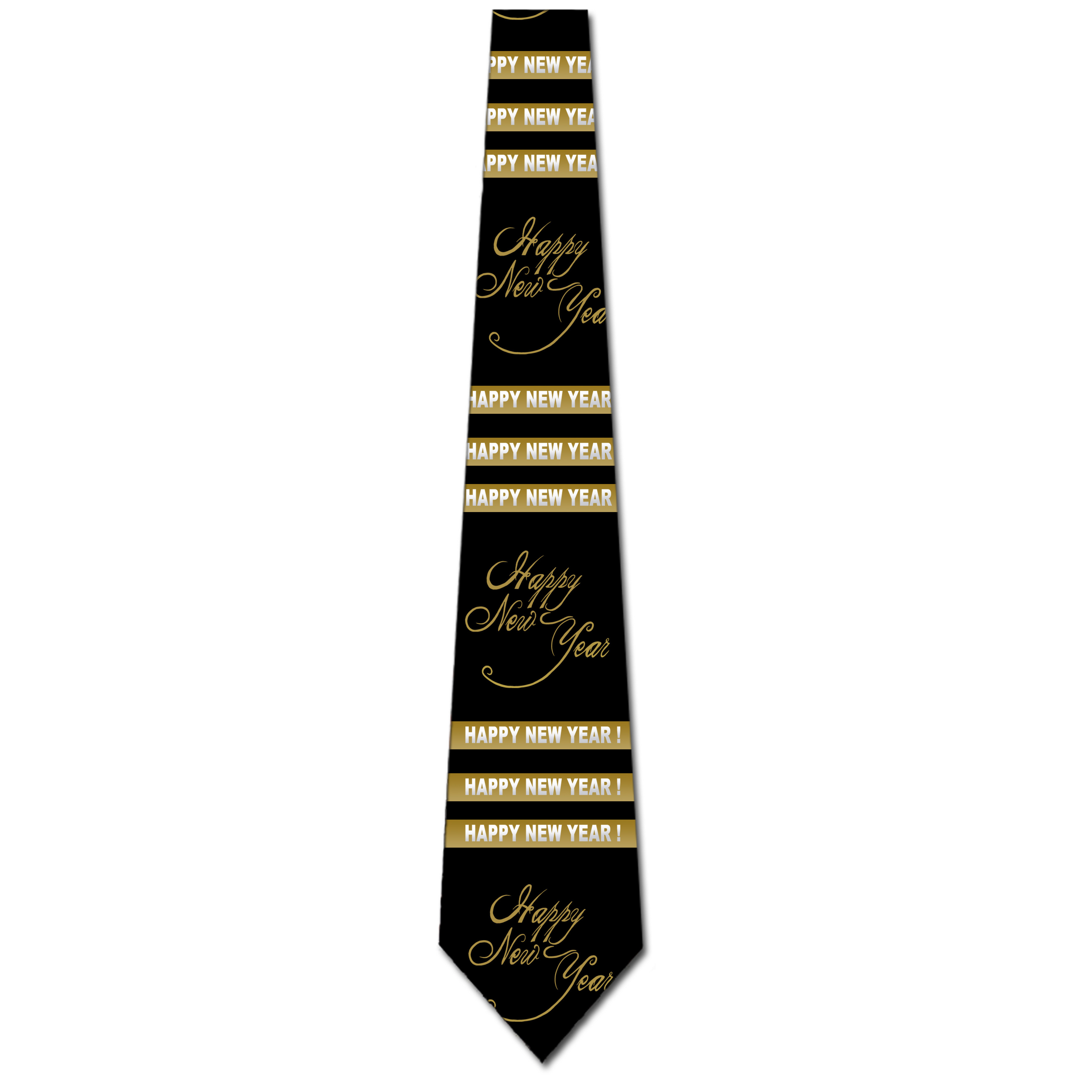 2603-100: Happy New Year Stripe Ties Gold New Years Eve Neckties Black by Steven Harris at Abcties.com