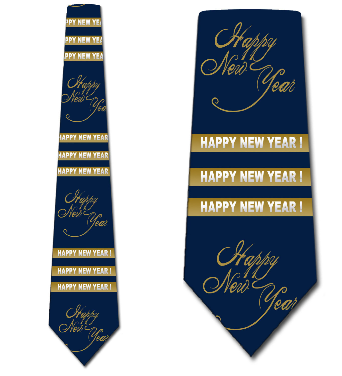 2603-102: Happy New Year Stripe Ties Gold New Years Eve Neckties Navy by Steven Harris