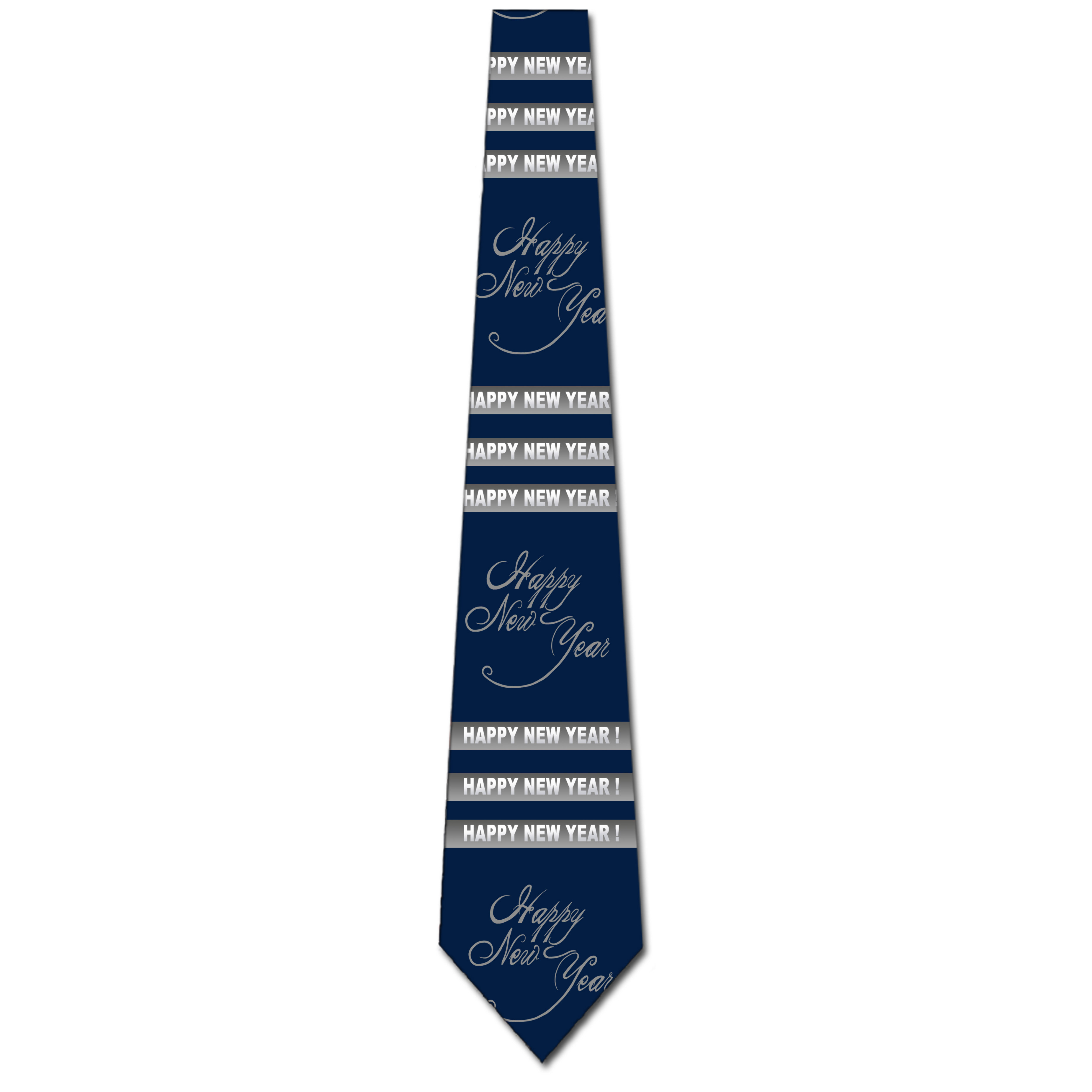 2604-102: Happy New Year Stripe Ties Silver New Years Eve Neckties Navy by Steven Harris at Abcties.com