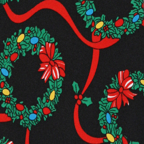 281-100: Christmas Wreaths Ties Holiday Wreath Neckties Black by Steven Harris