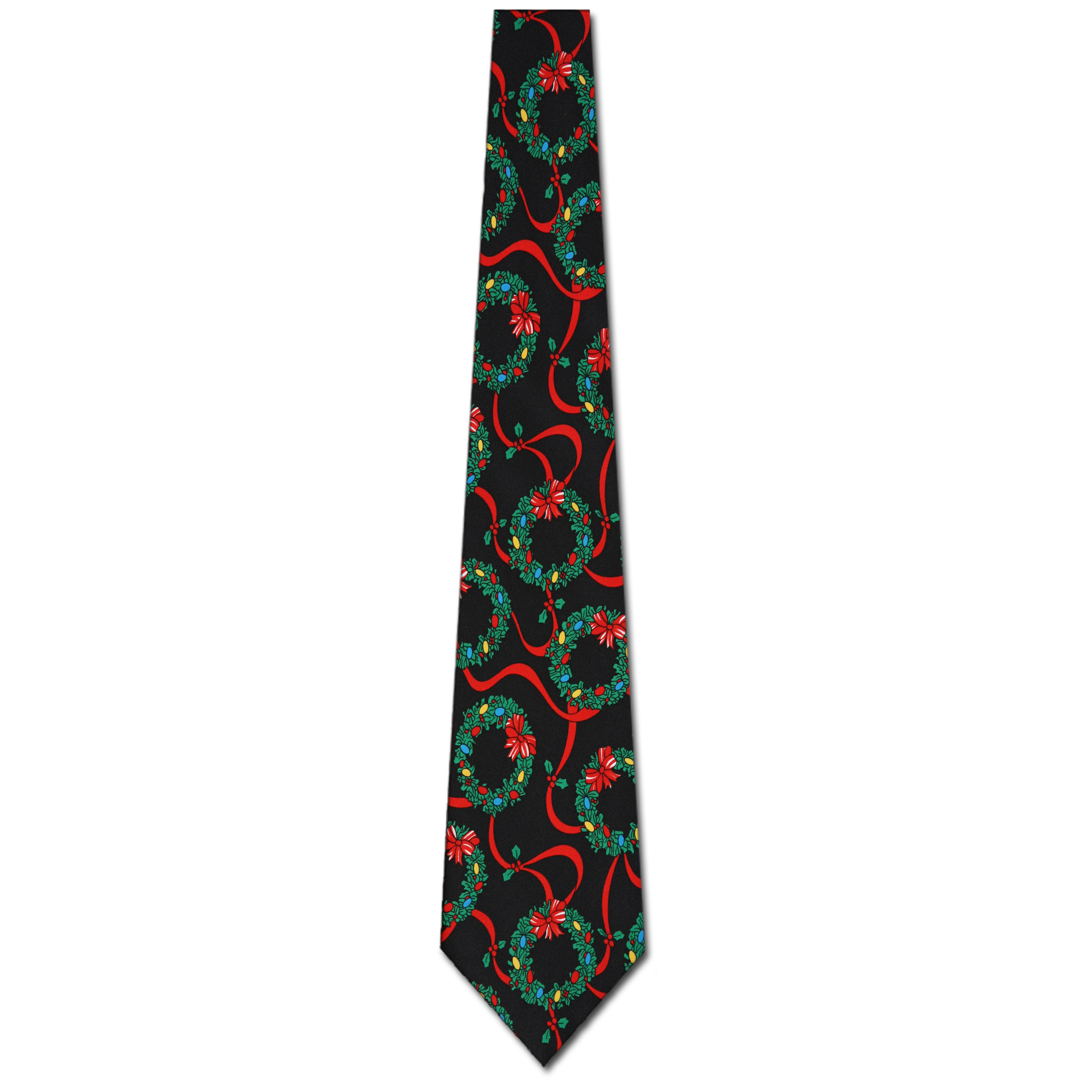 281-100: Christmas Wreaths Ties Holiday Wreath Neckties Black by Steven Harris at Abcties.com