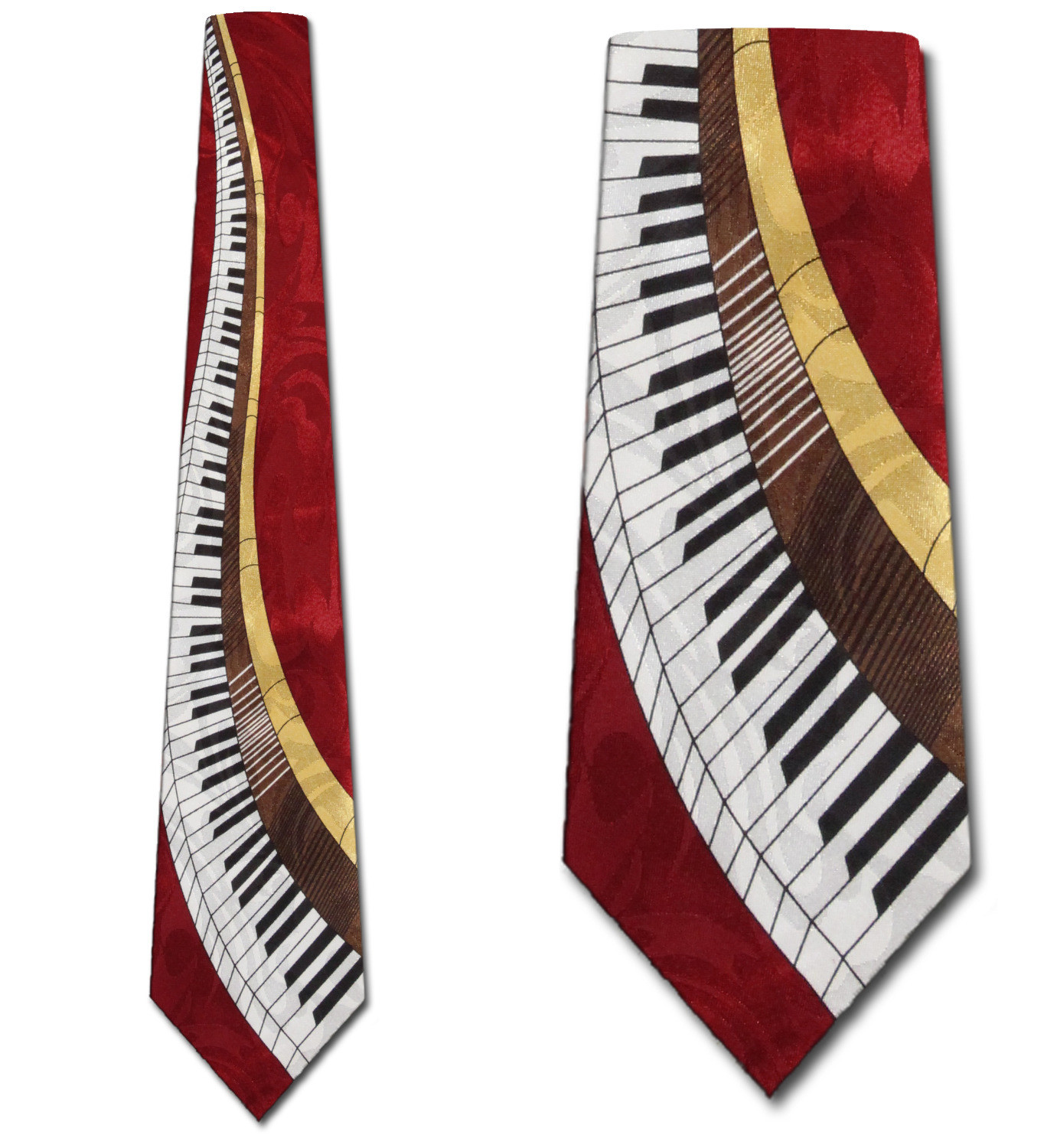292-104: Keyboard Ties Red Piano Neckties Winding Down by Steven Harris at Abcties.com