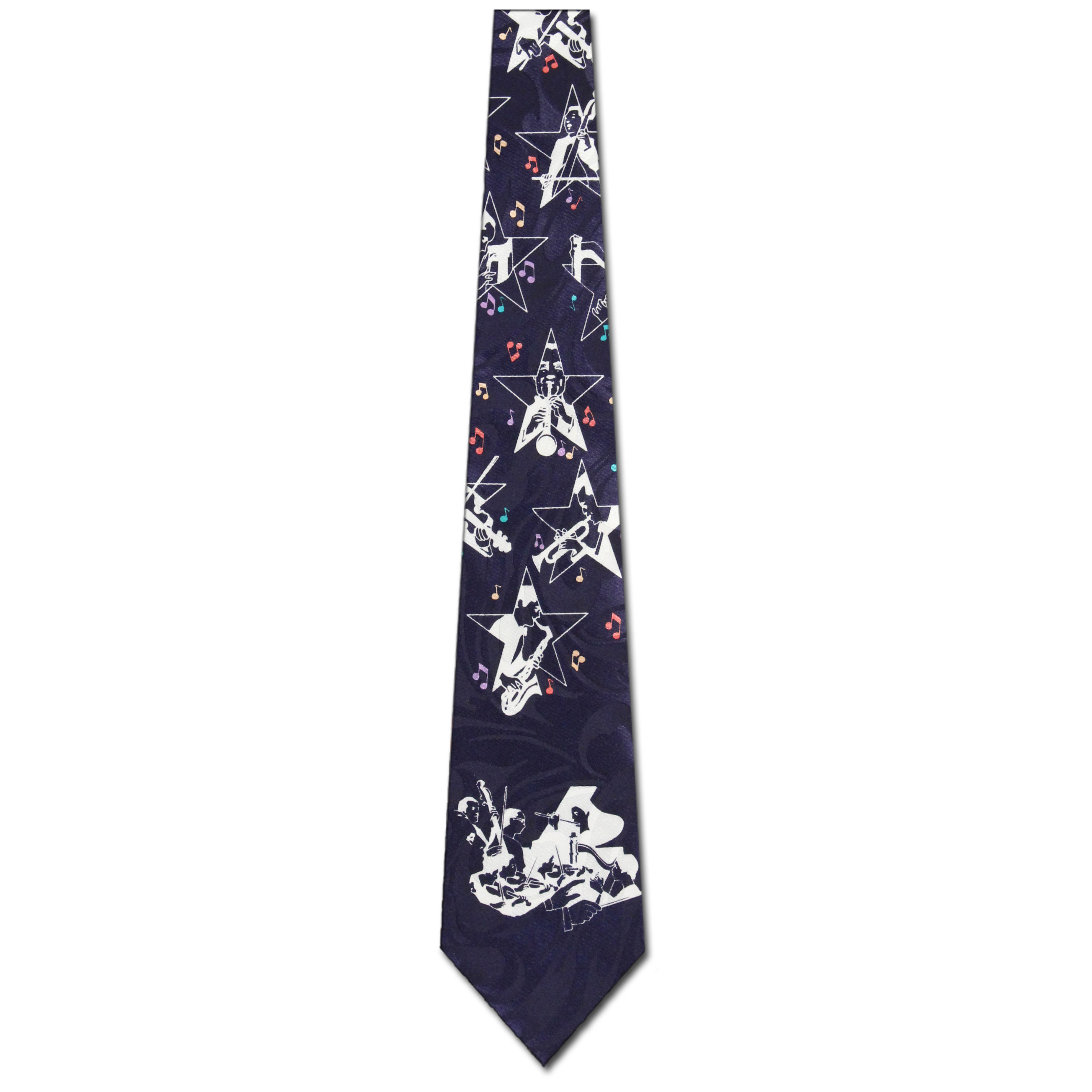3002-102: Jazz Ties Star Neckties Saxophone Trumpet Black by Steven Harris at Abcties.com