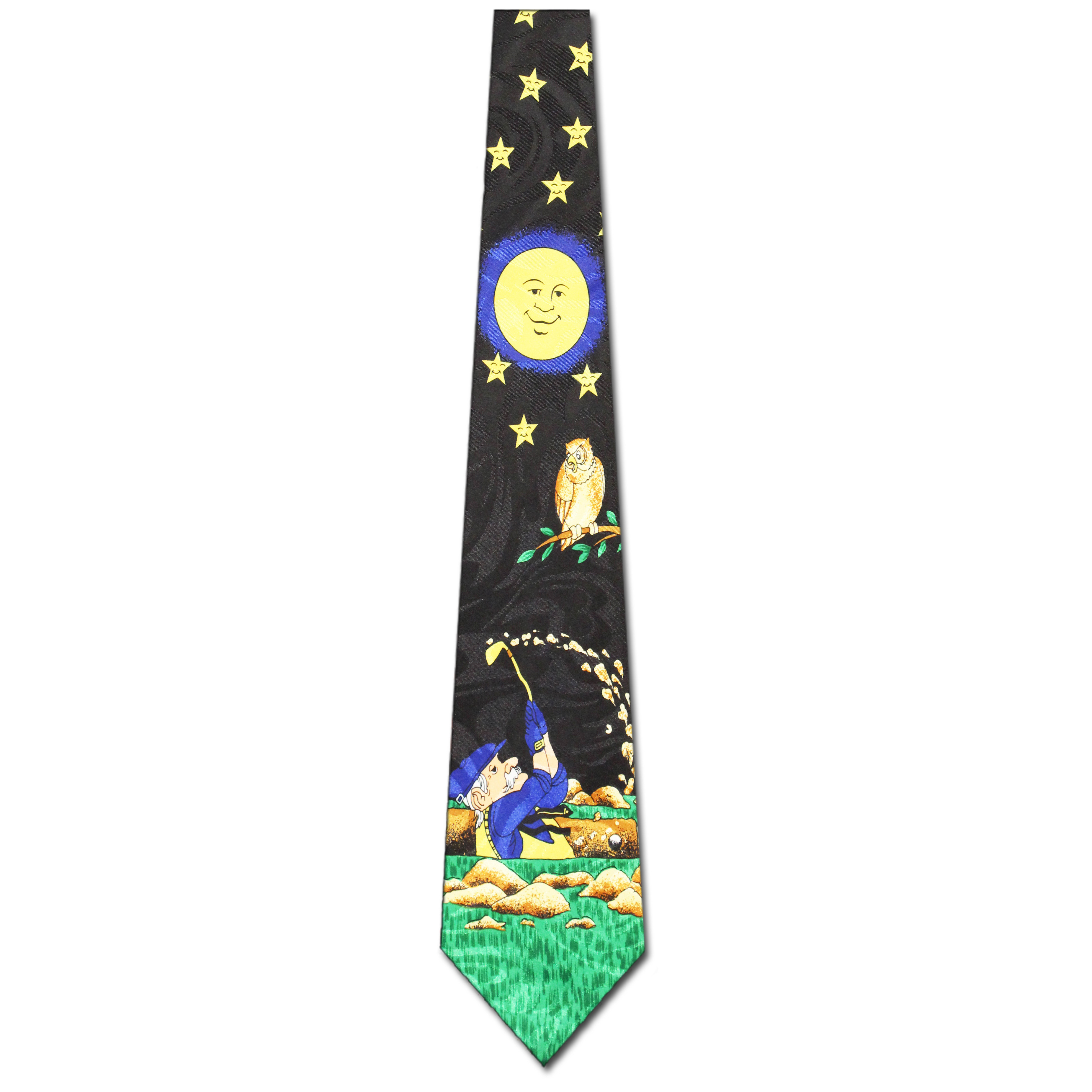 3006-100: Golf Ties Night Time Golfing Neckties Black by Steven Harris at Abcties.com
