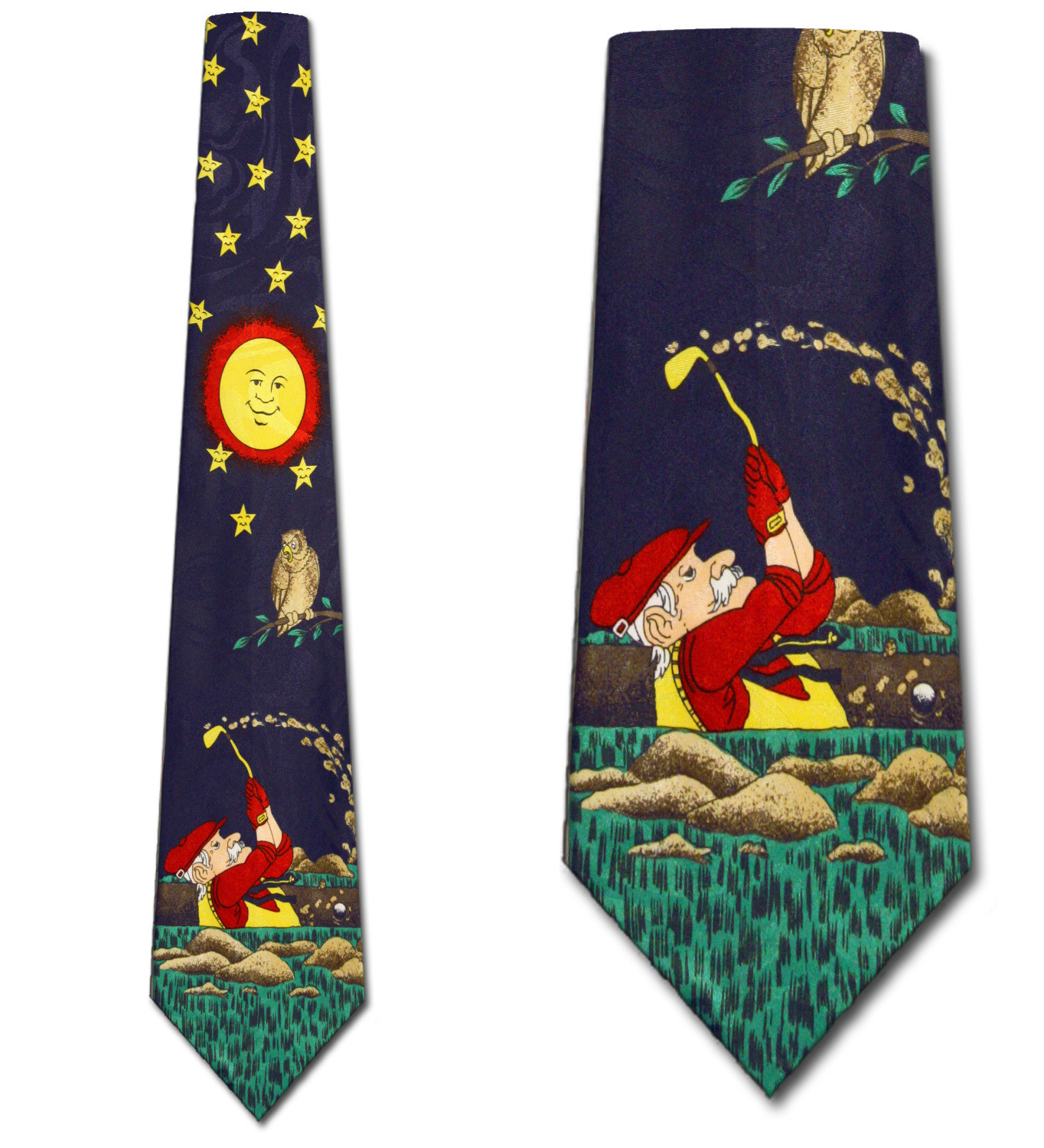 3007-102: Golfing Ties Sand Trap Neckties Stars Navy by Steven Harris