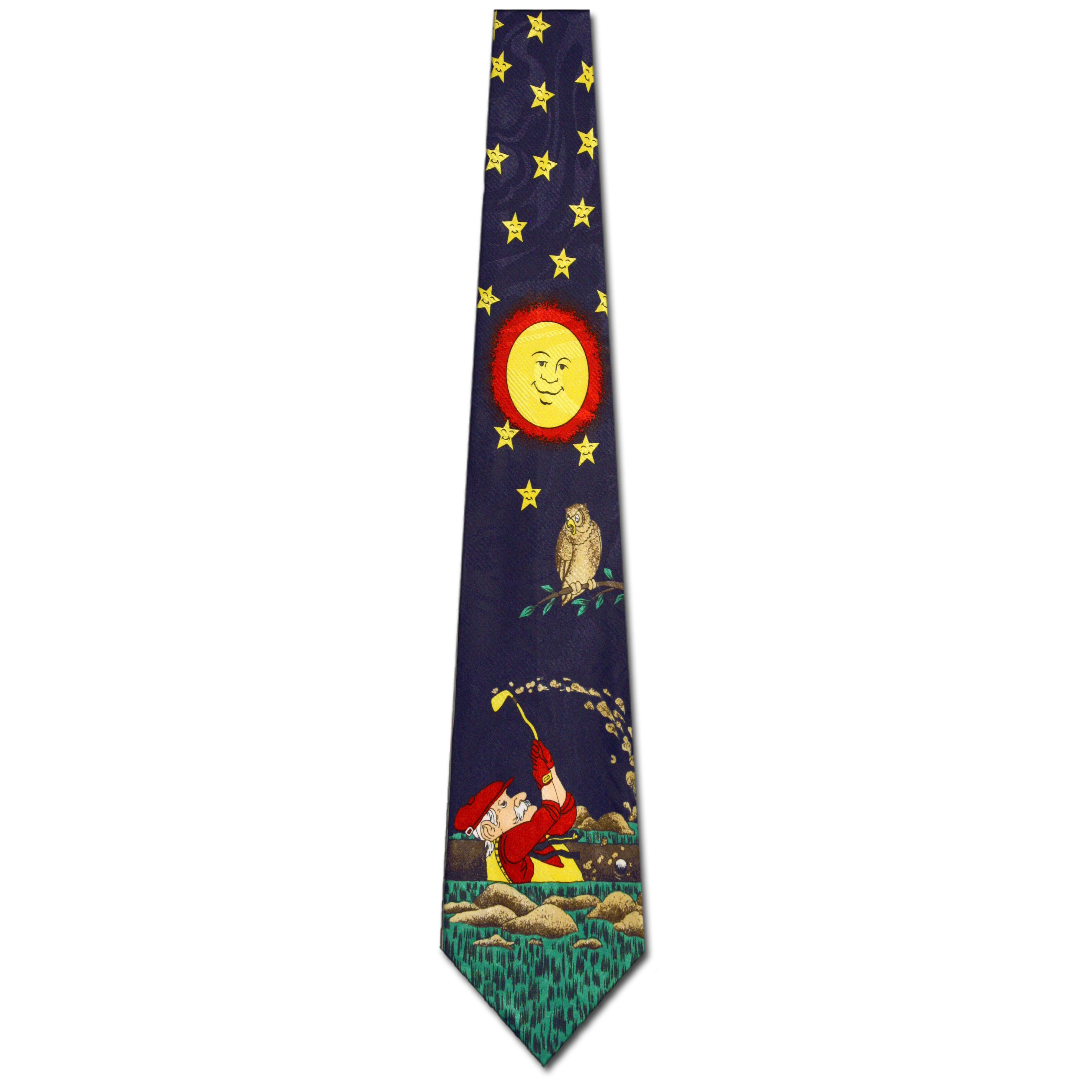 3007-102: Golfing Ties Sand Trap Neckties Stars Navy by Steven Harris at Abcties.com