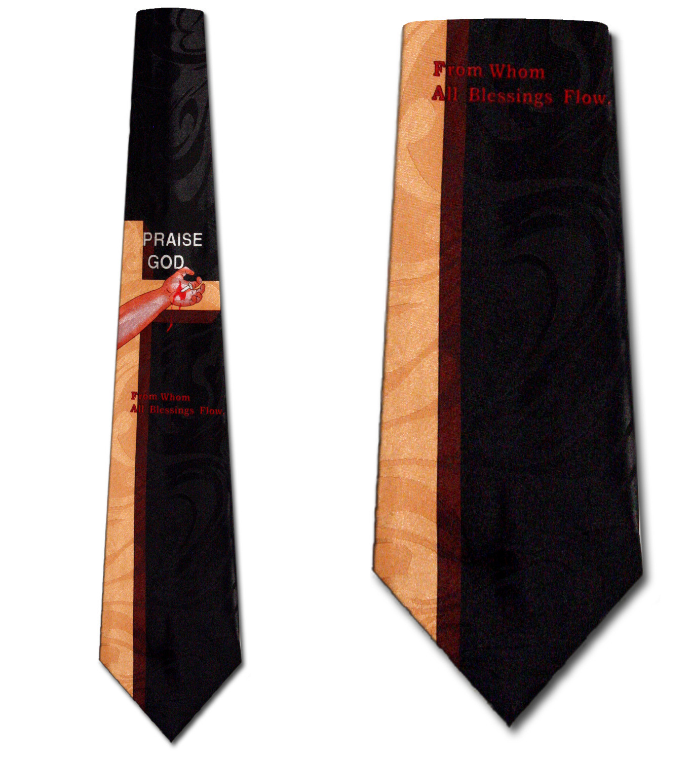 3009-100: Praise God Ties Cross Christian Neckties Black by Steven Harris at Abcties.com