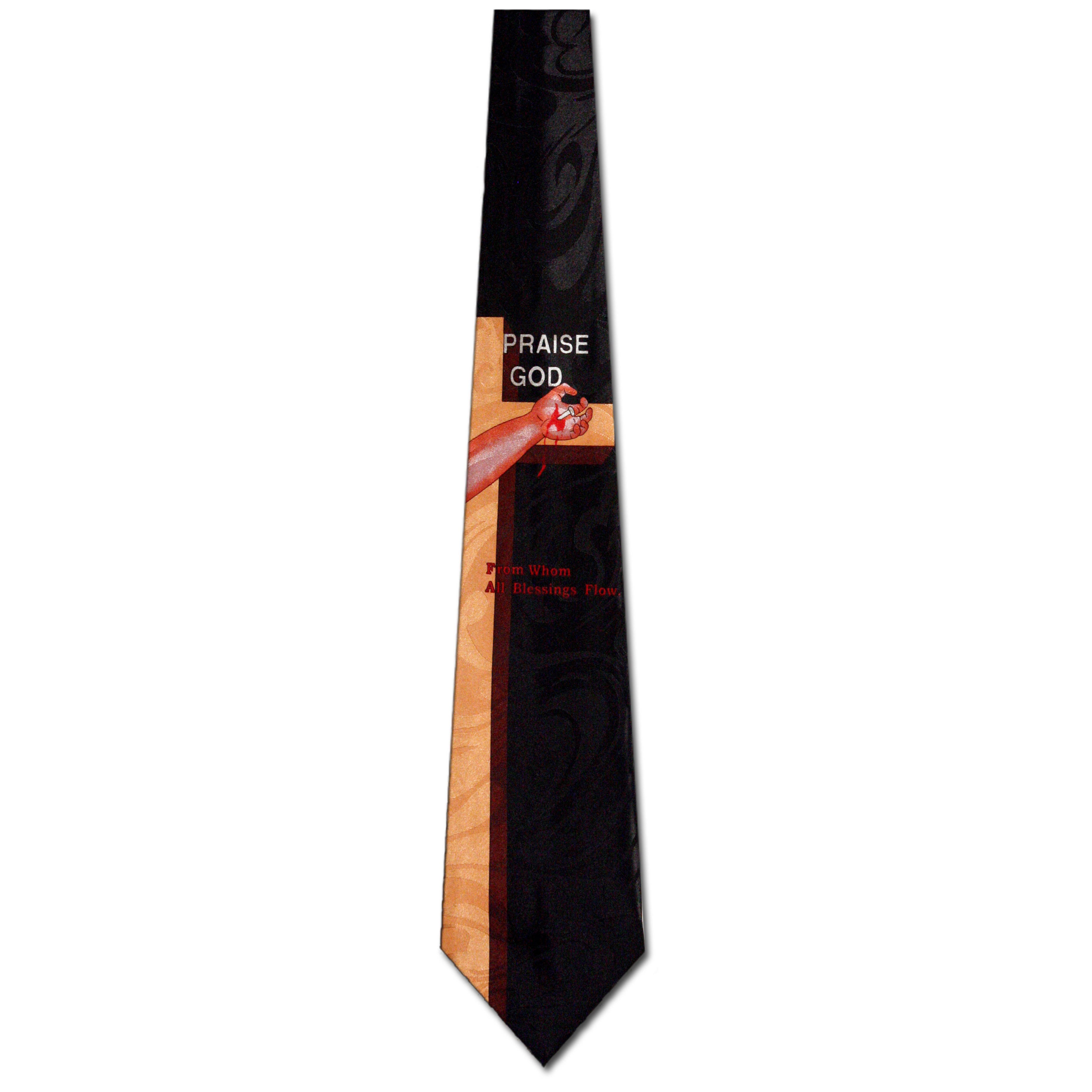3009-100: Praise God Ties Cross Christian Neckties Black by Steven Harris at Abcties.com