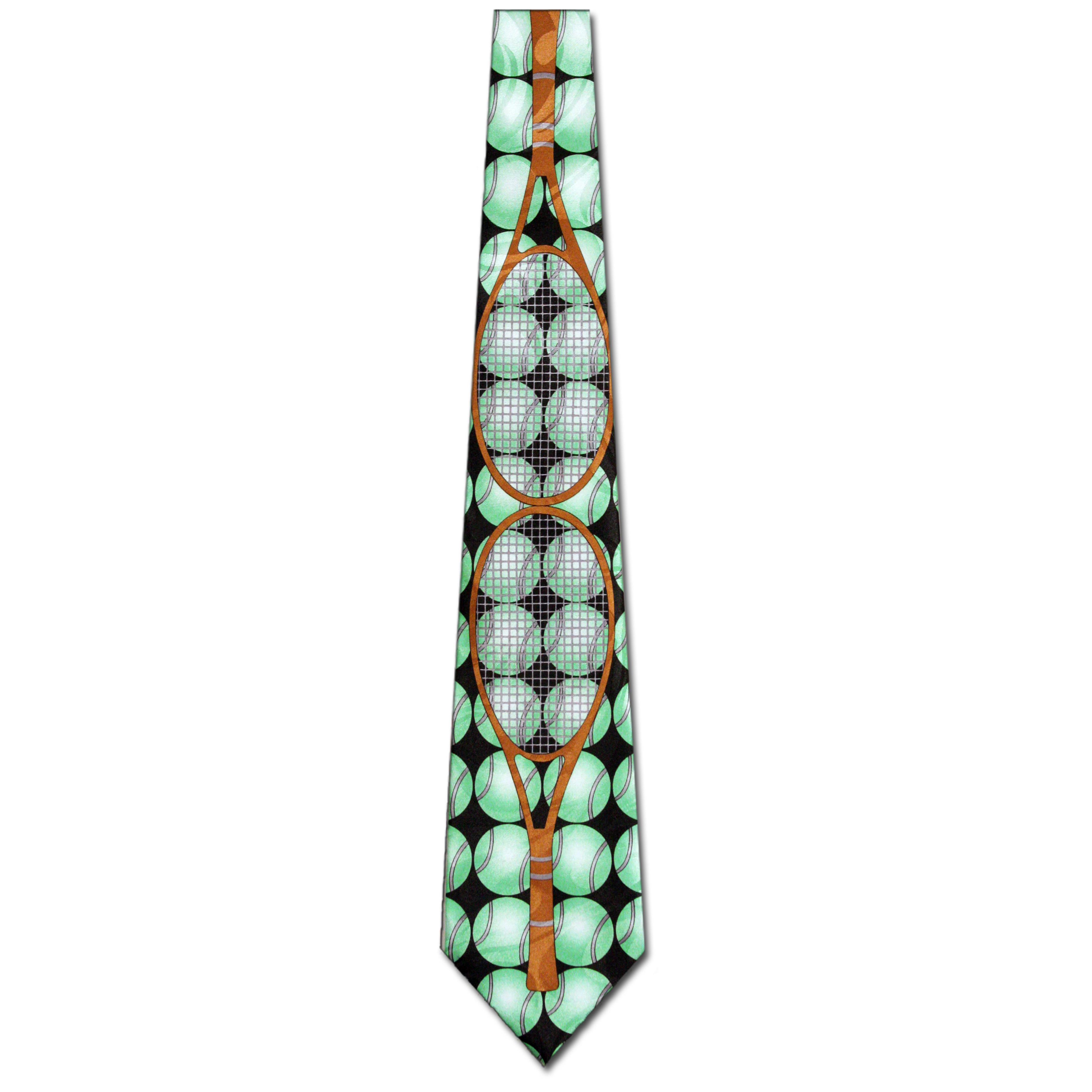 3011-100: Tennis Necktie Balls Racket Ties Black by Steven Harris at Abcties.com