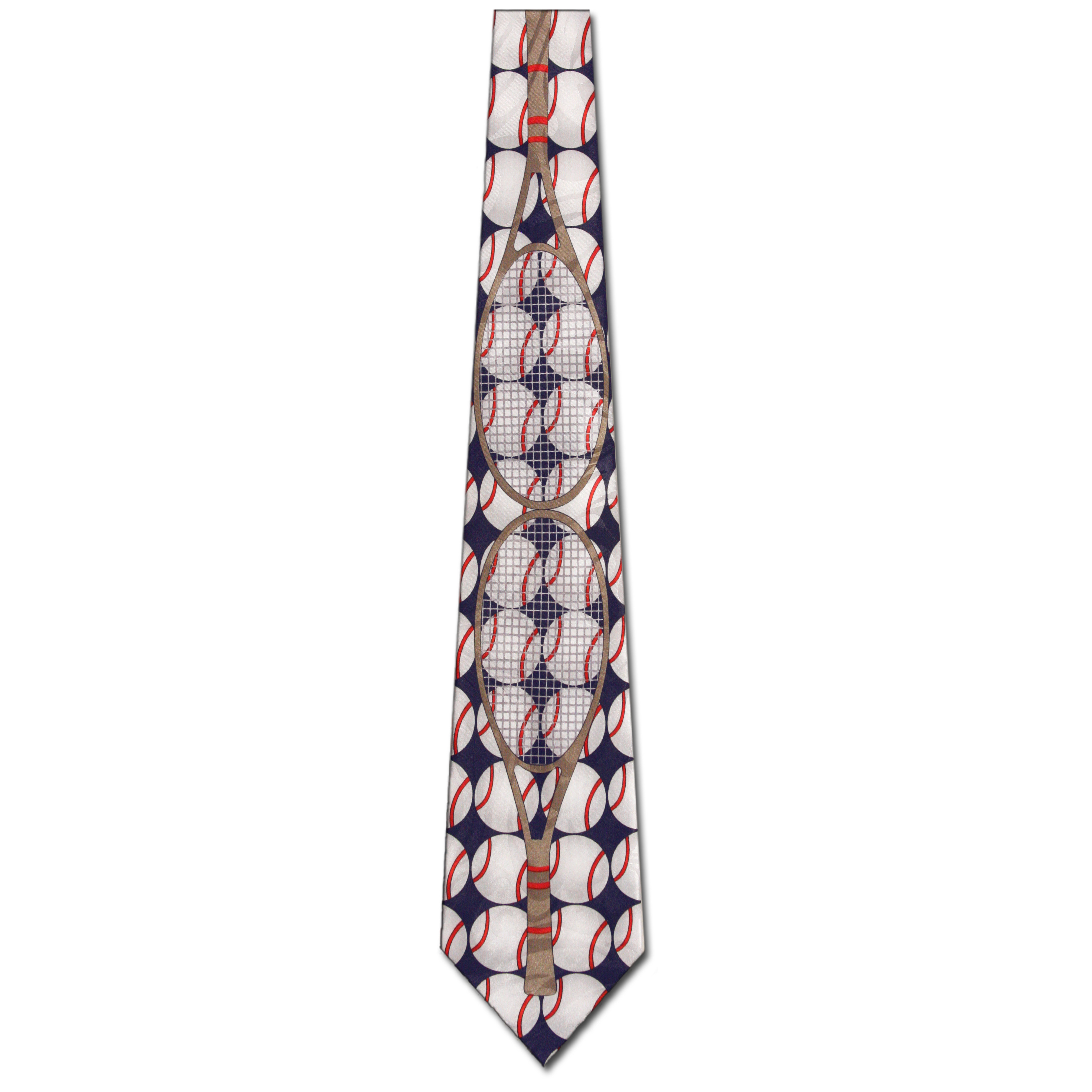 3011-102: Tennis Necktie Balls Racket Ties Navy by Steven Harris at Abcties.com