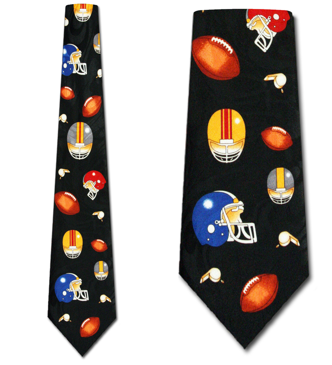3012-100: Football Helmet Ties Footballs Whistle Necktie Black by Steven Harris