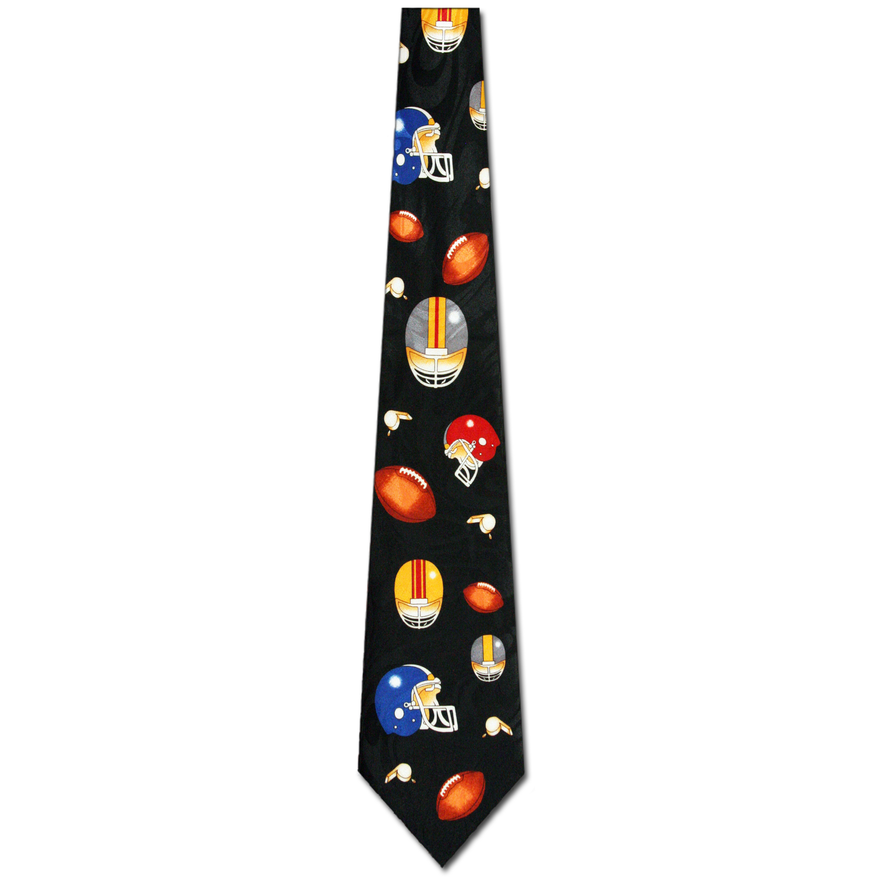 3012-100: Football Helmet Ties Footballs Whistle Necktie Black by Steven Harris at Abcties.com