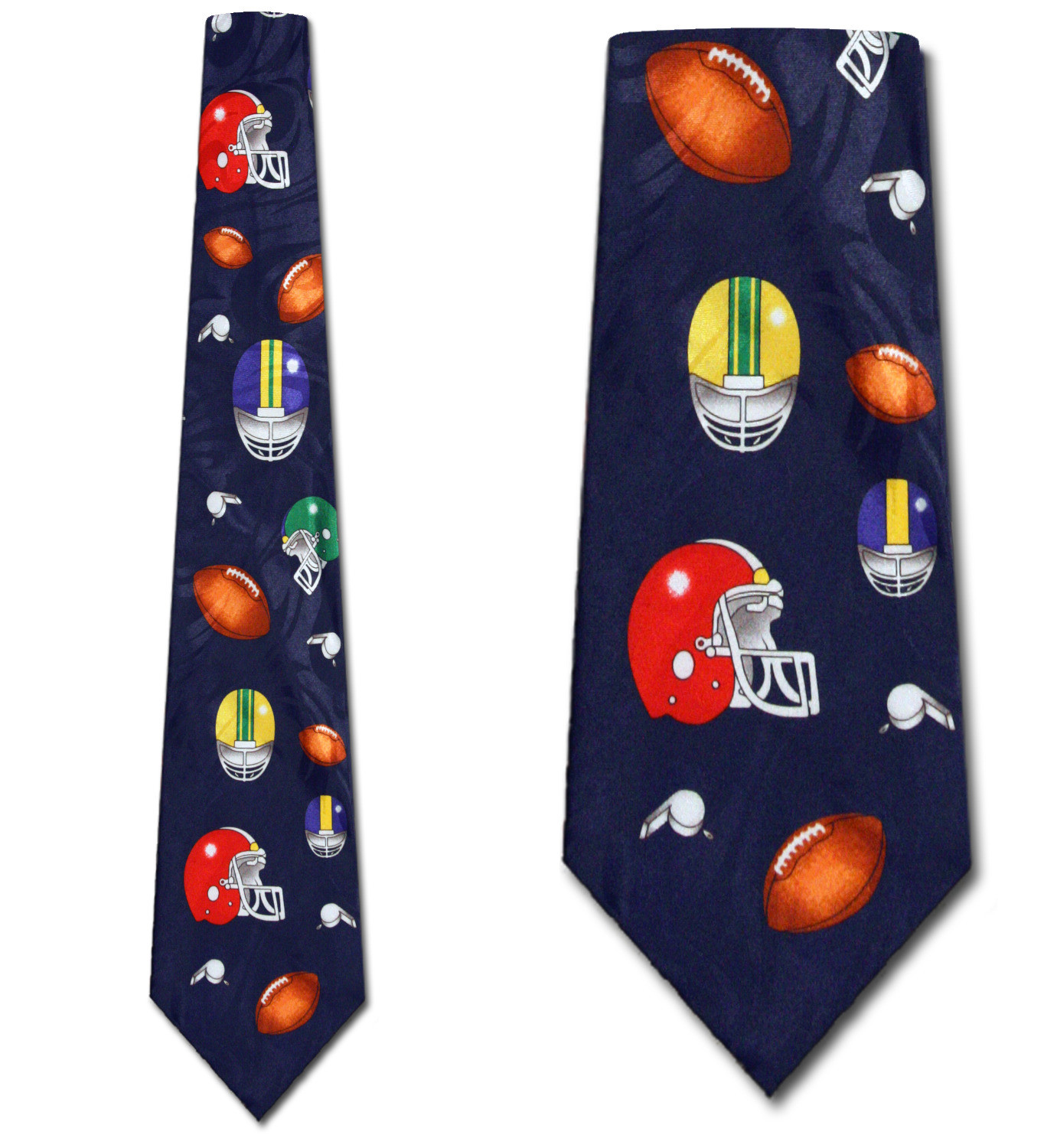 3012-102: Football Helmet Ties Footballs Whistle Necktie Navy by Steven Harris