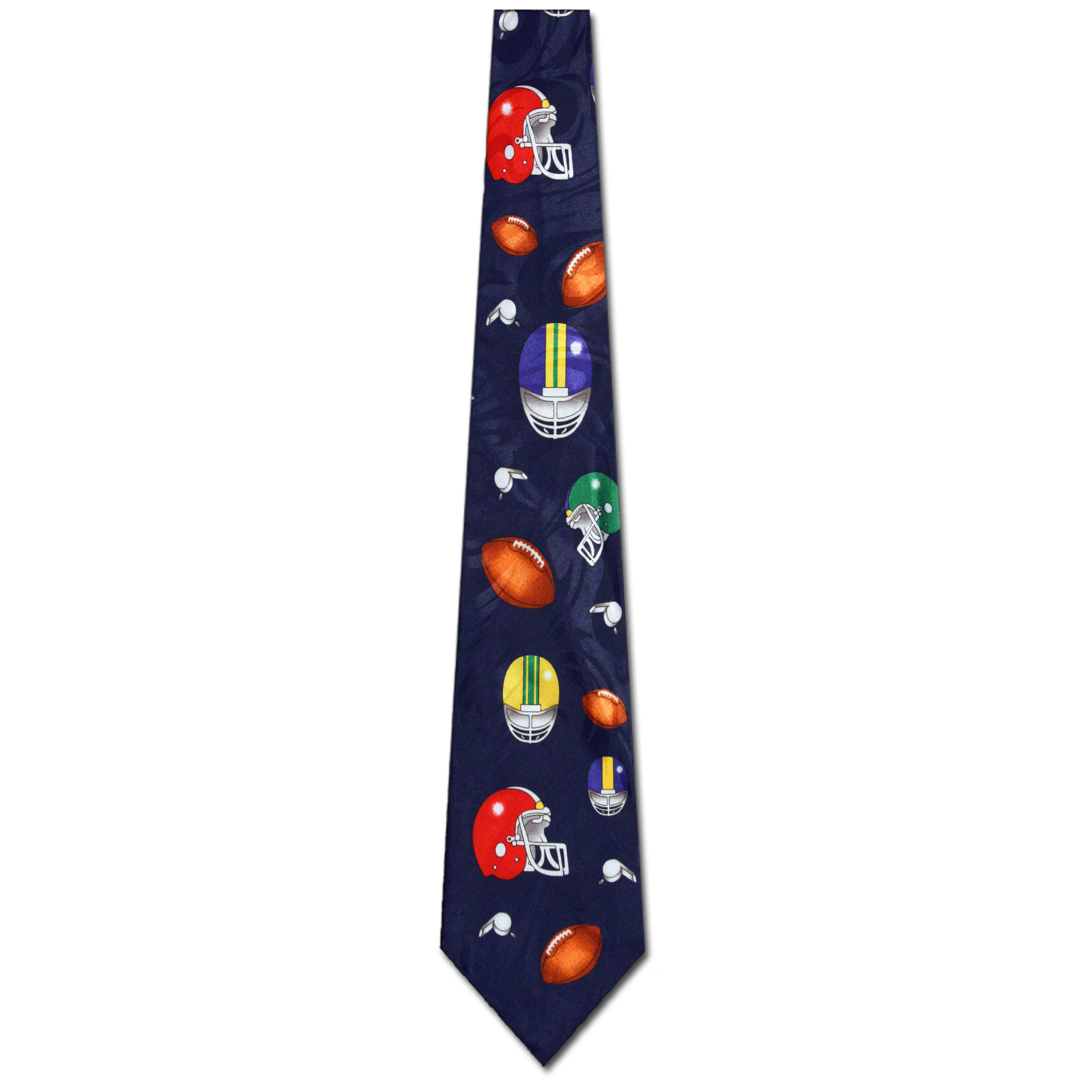 3012-102: Football Helmet Ties Footballs Whistle Necktie Navy by Steven Harris at Abcties.com