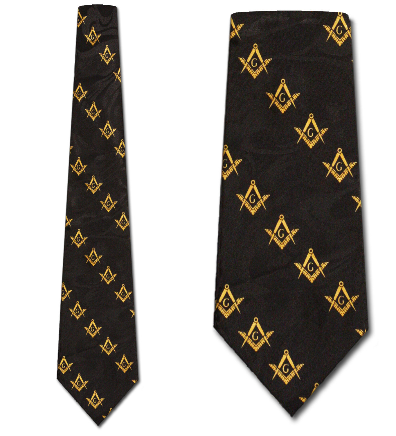 3014-100: Mason Square Ties Compass Neckties Mini Diagonal Black by Steven Harris
