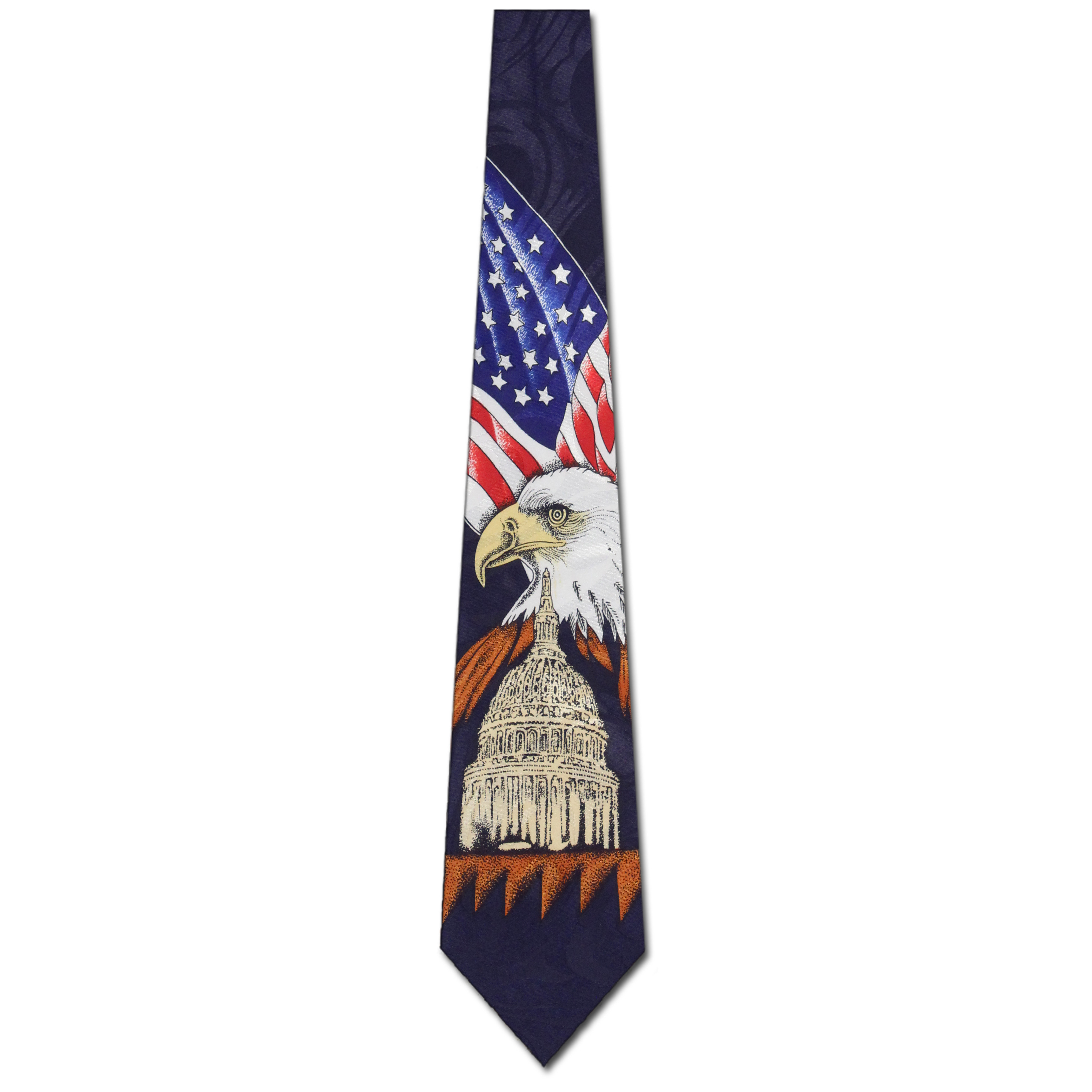 306-102: American Flag and Capital Tie Navy Patriotic US Flags Neckties by Steven Harris at Abcties.com