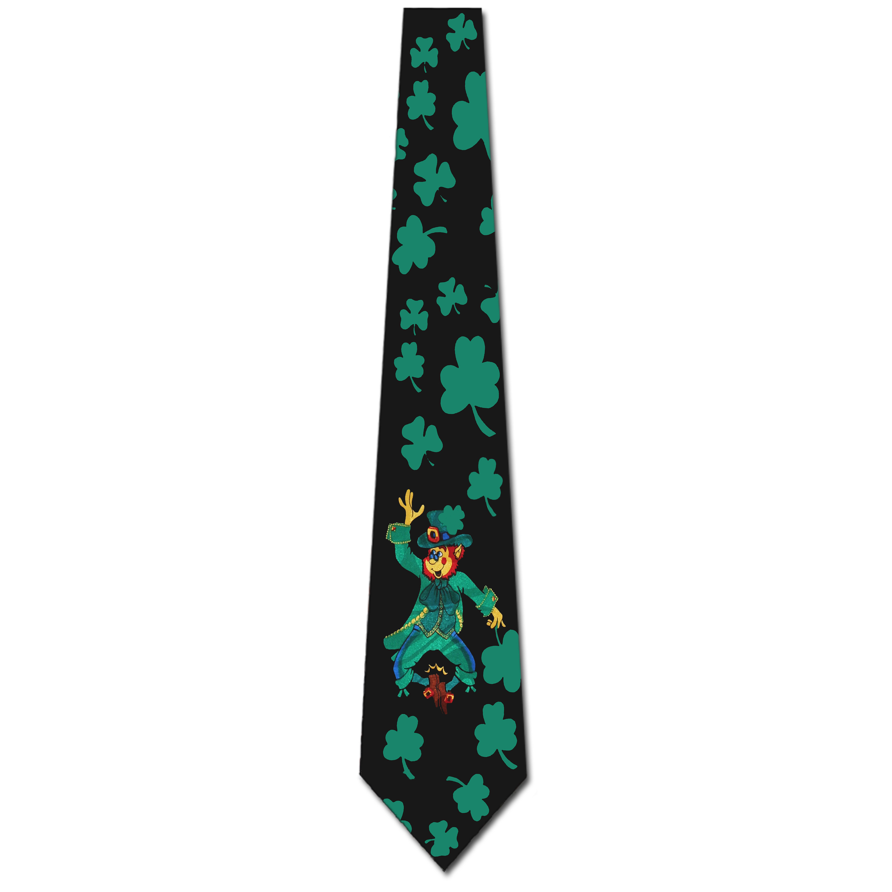 312-100: Leprechauns Clovers Ties Irish St Patricks Day Neckties Black by Steven Harris at Abcties.com
