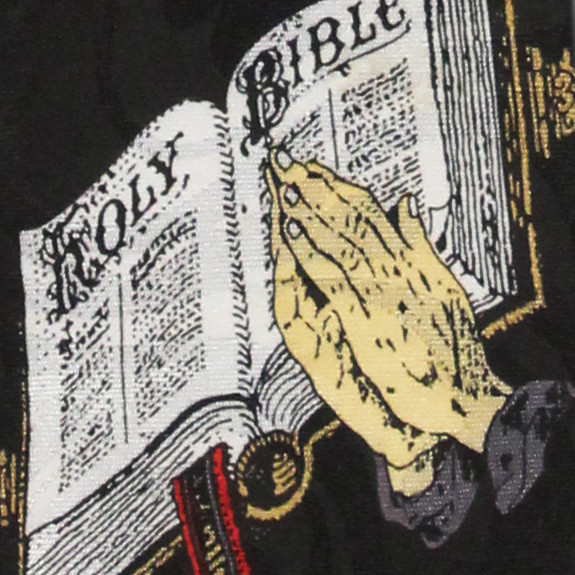 344-100: Praying Hands Cross and Bible Ties Religious Biblical Necktie Black by Steven Harris
