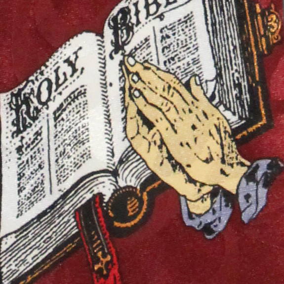 344-104: Praying Hands Cross and Bible Ties Religious Biblical Necktie Red by Steven Harris