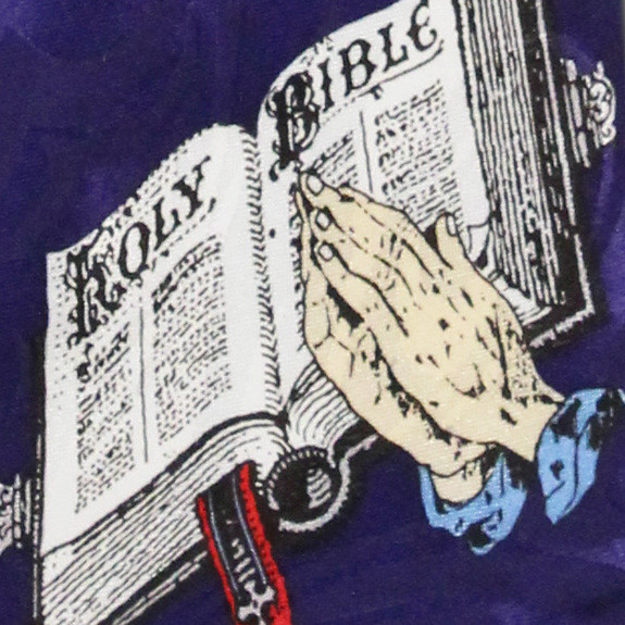 344-106: Praying Hands Cross and Bible Ties Religious Biblical Necktie Blue by Steven Harris