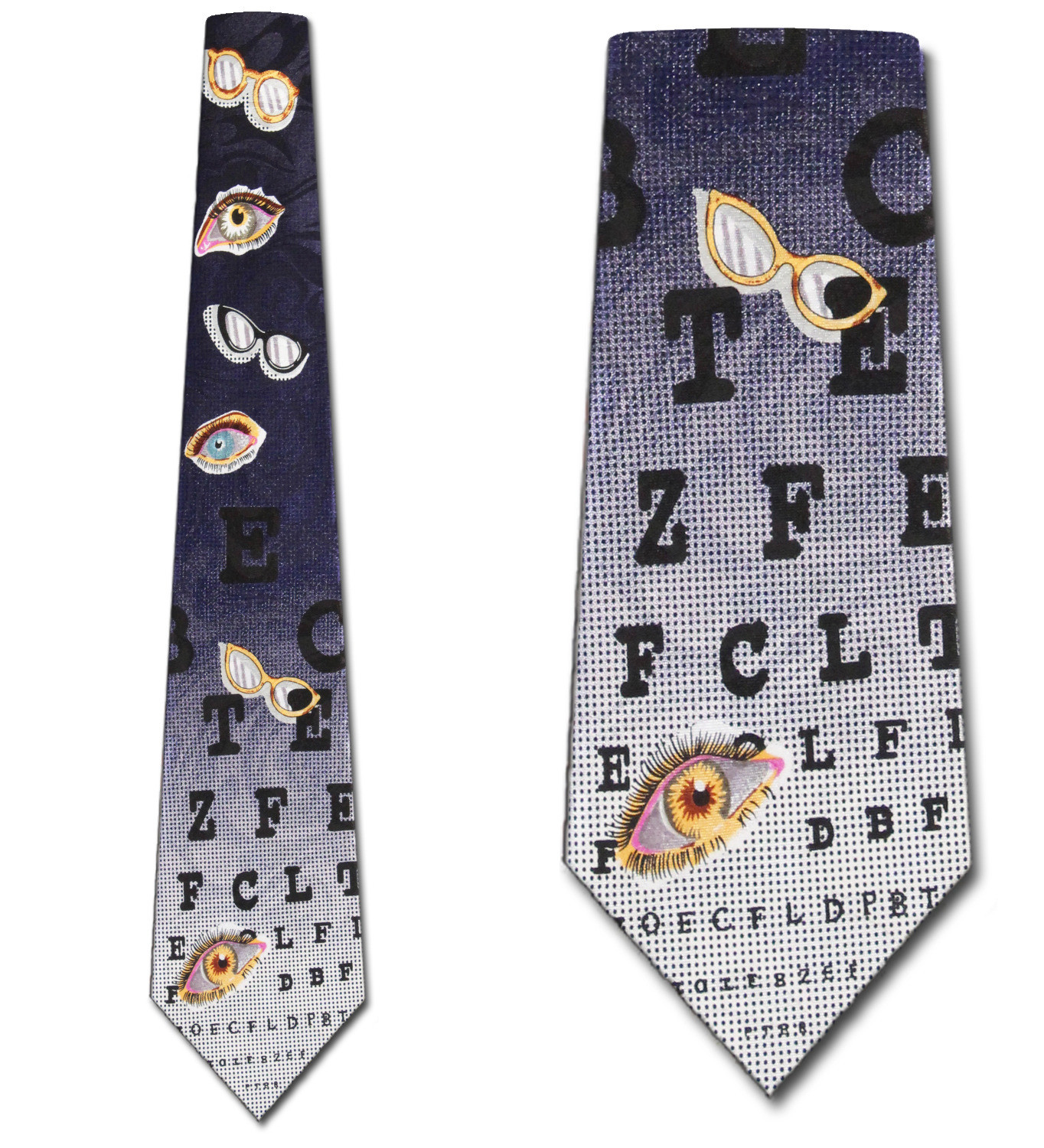 365-102: Eye Chart Ties Blue Optometrist Neckties by Steven Harris