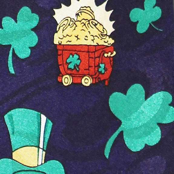 372-102: Pot of Gold Ties Irish Clovers Necktie Navy by Steven Harris
