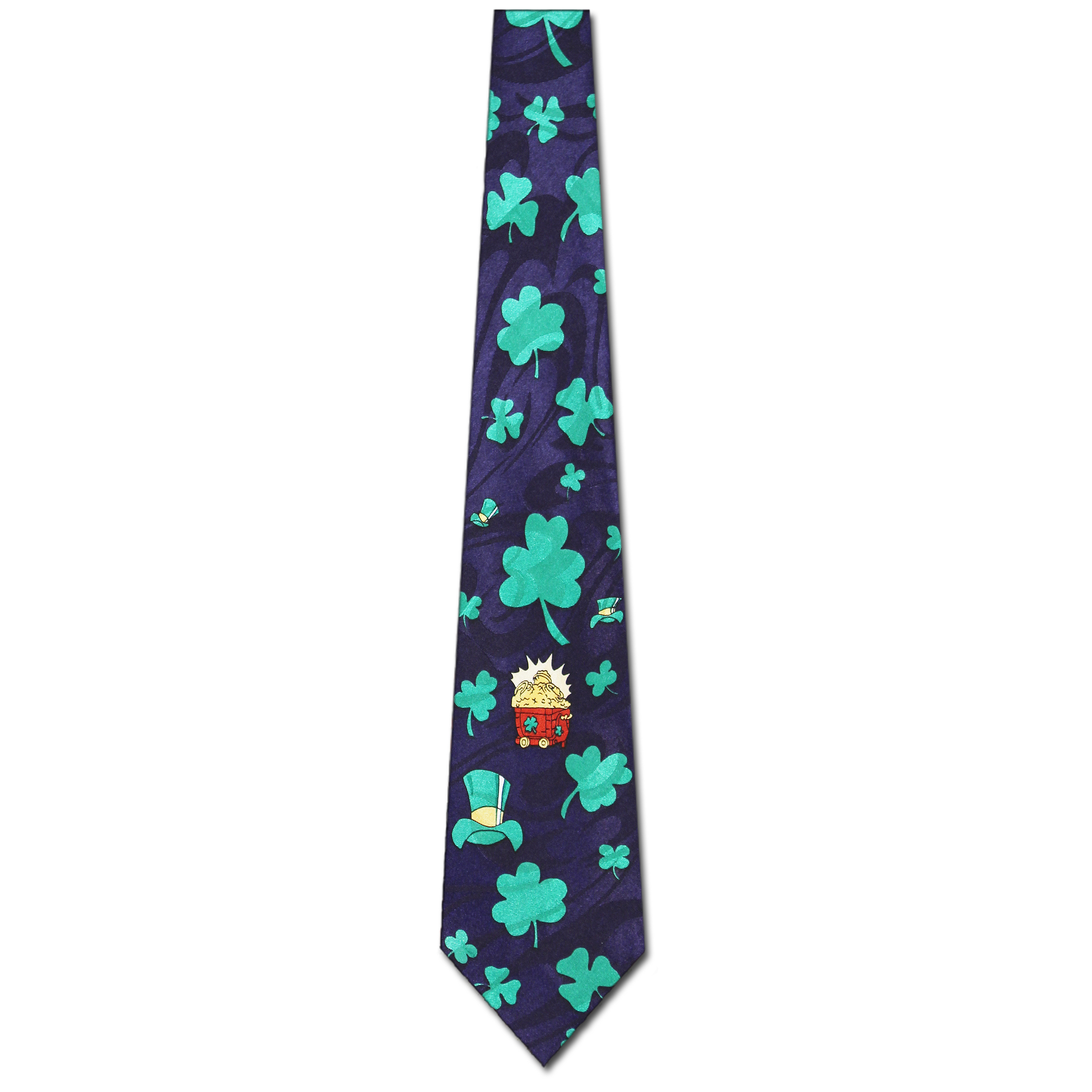 372-102: Pot of Gold Ties Irish Clovers Necktie Navy by Steven Harris at Abcties.com