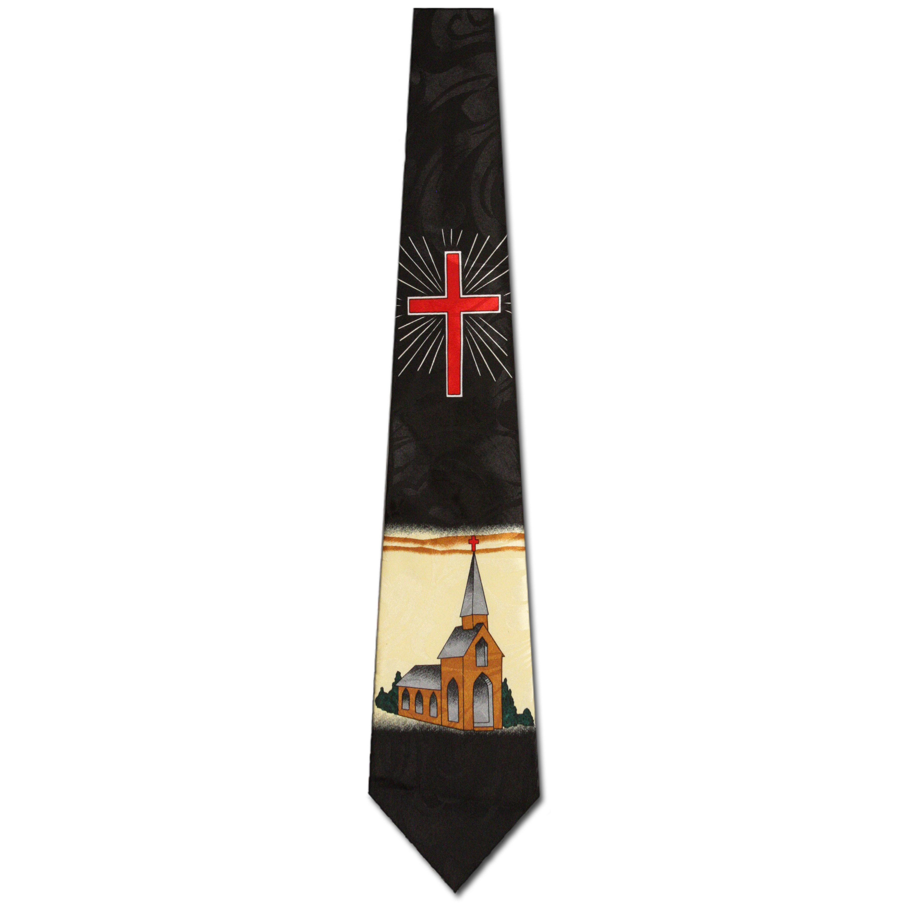 384-100: Church with Brilliant Cross Tie Religious Neckties Black by Steven Harris at Abcties.com