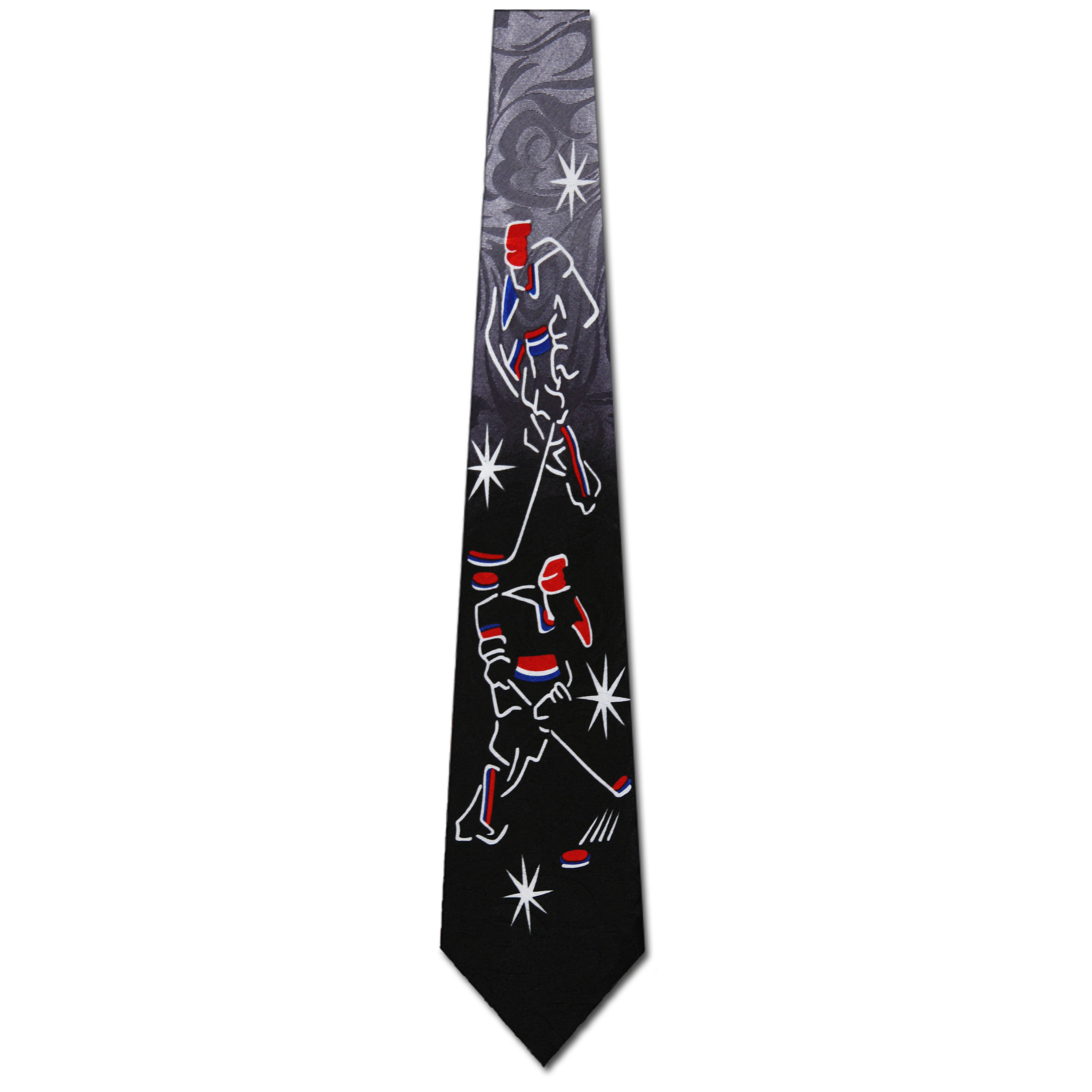 398-100: Hockey Player Ties Black Pucks Players Necktie by Steven Harris at Abcties.com