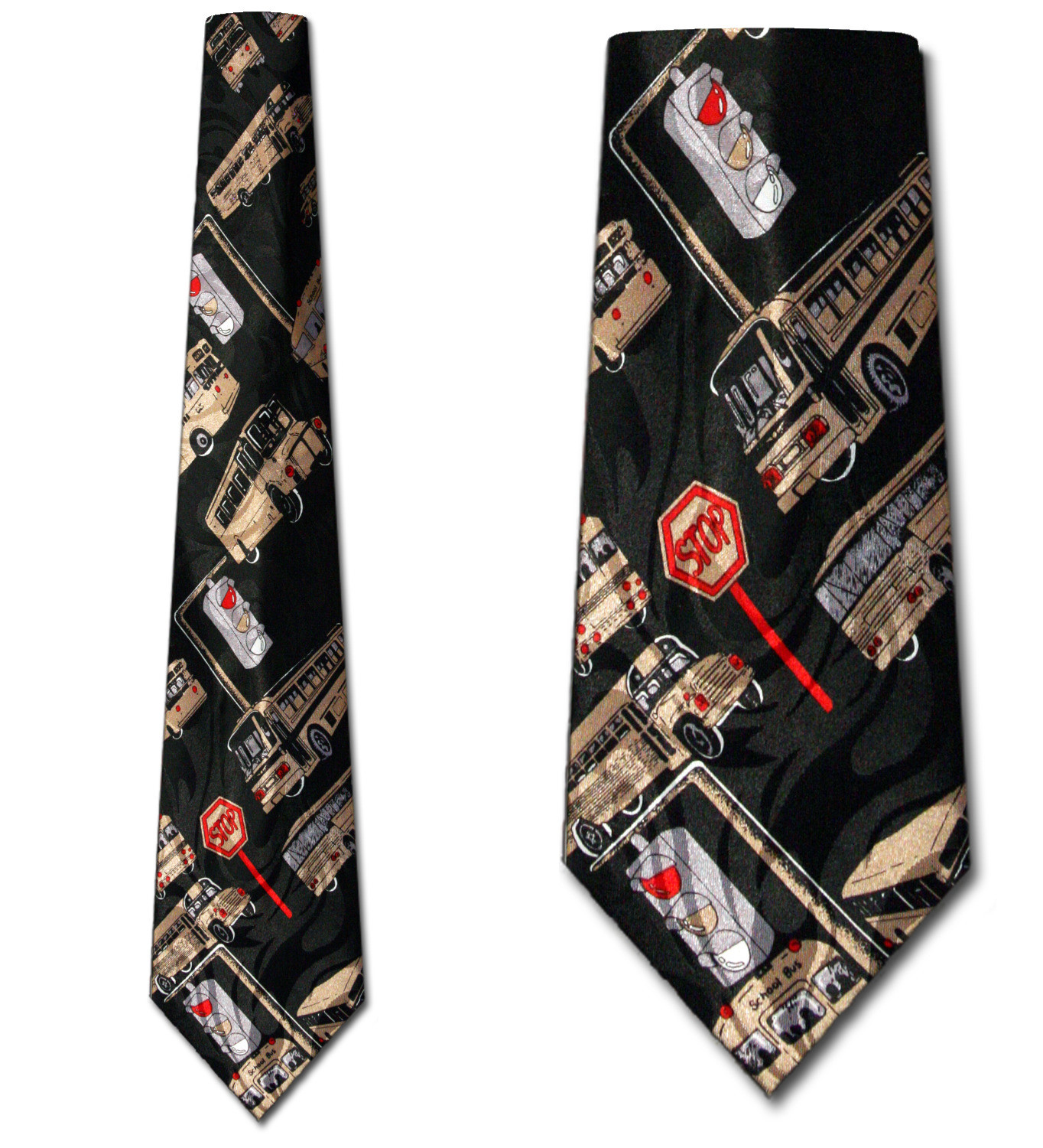 423-100: School Bus Ties Bus Driver Neckties Black by Steven Harris