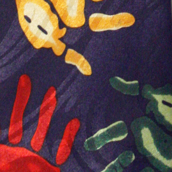 424-102: Handprint Ties Child Hands Handprint Navy Neckties by Steven Harris 